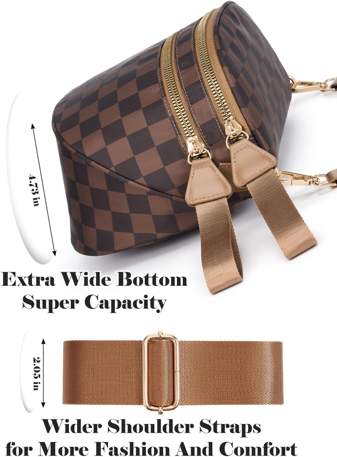 Black and White Checkered Crossbody Bag Bum Bag for Women,Spacious Checkered Purse Fanny Packs Belt Bag