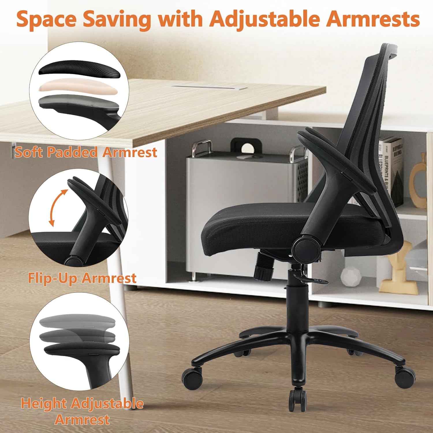 CLATINA 500lbs Big and Tall Office Chair Heavy Duty Ergonomic Mesh Desk Chairs with Wide Thick Seat Cushion and Adjustable Armrests for Home Office Conference Heavy People, Black(2 Pack)