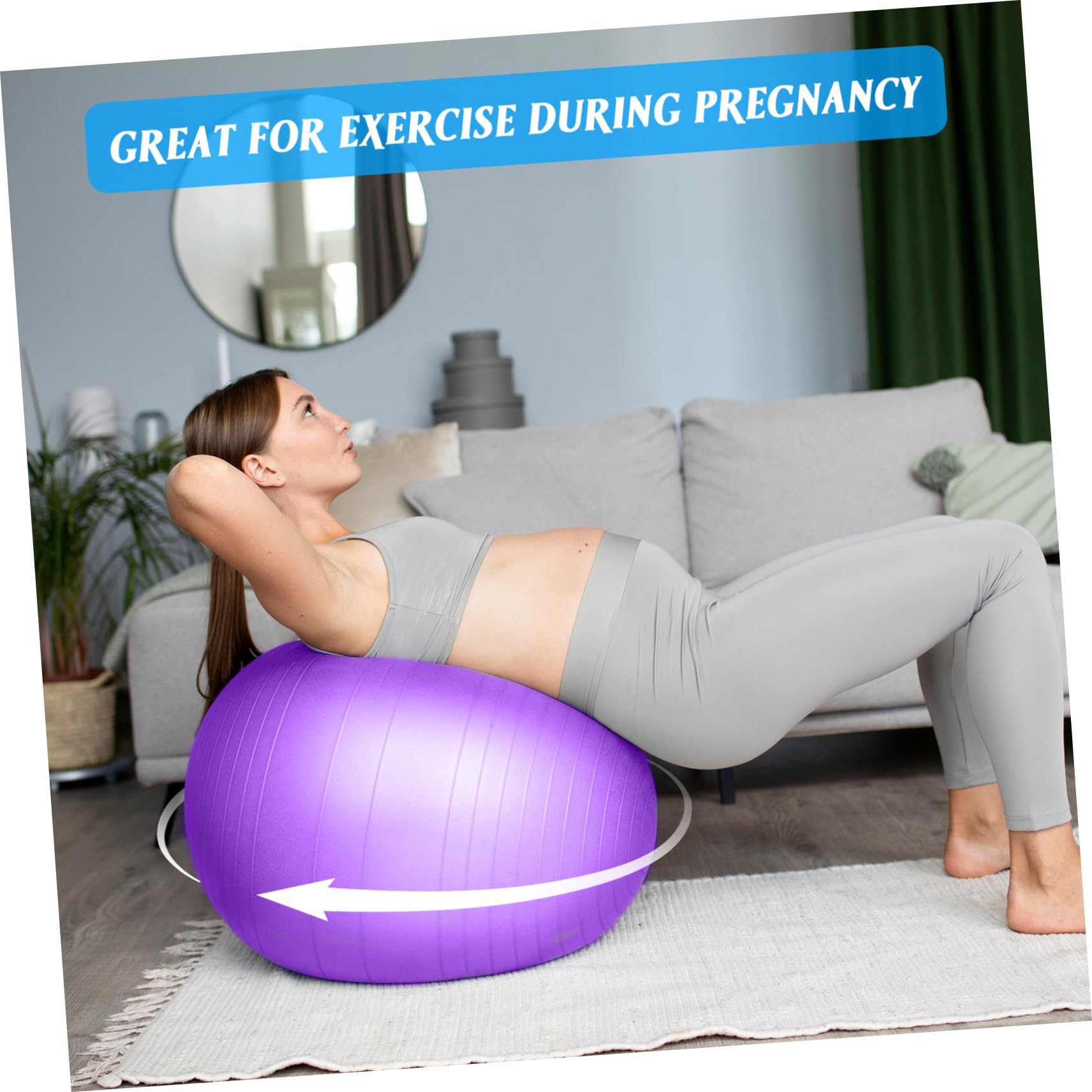 iplusmile Pelota de Yoga Gruesa y Resistente de PVC con Inflador Púrpura
