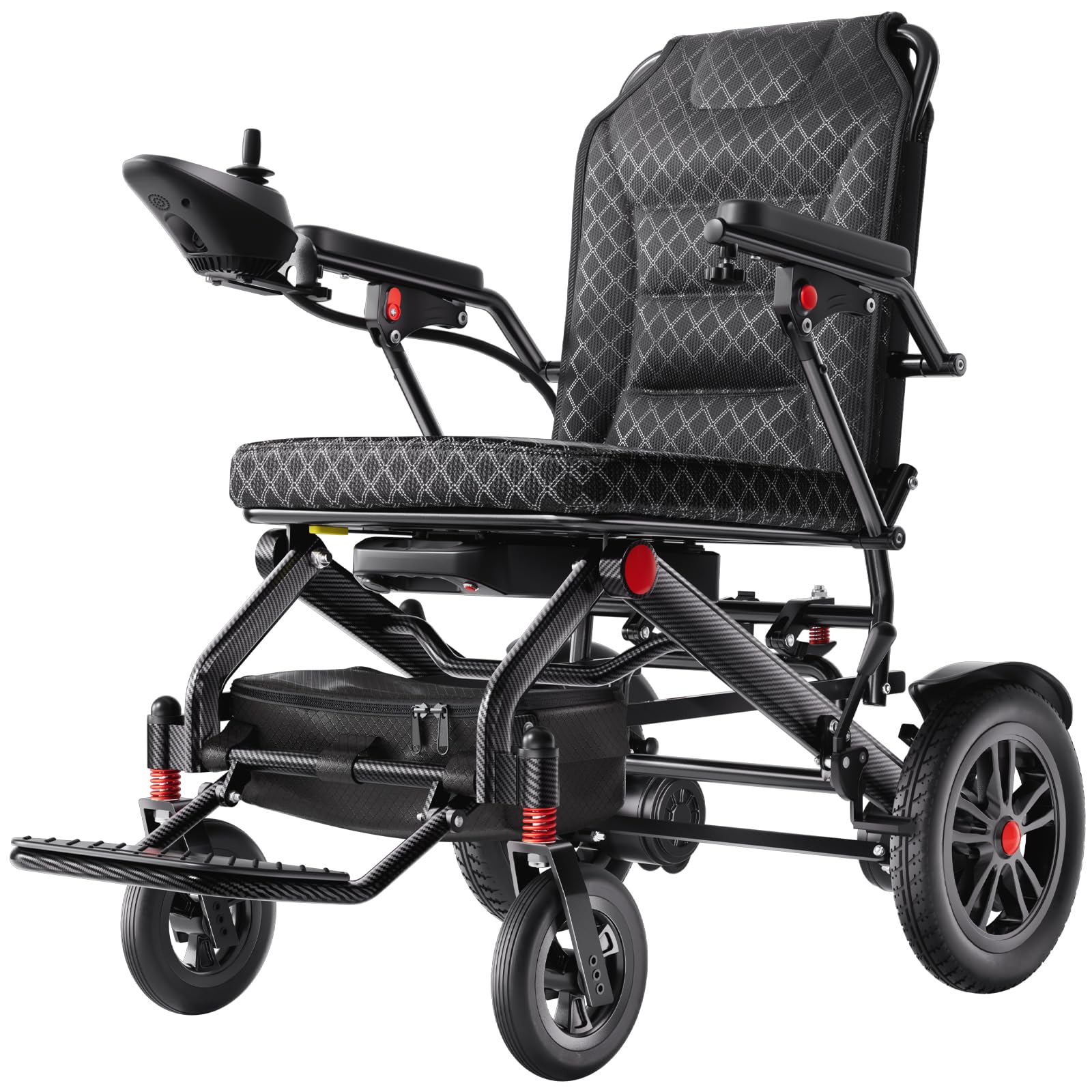 HomyKing 19KG Silla de Ruedas Eléctrica Plegable Ligera, Silla Electrica todo terreno para Mayores Capacidad de carga de 150 kg Autonomía de 25 km, Batería de litio de 20 Ah Al aire libre