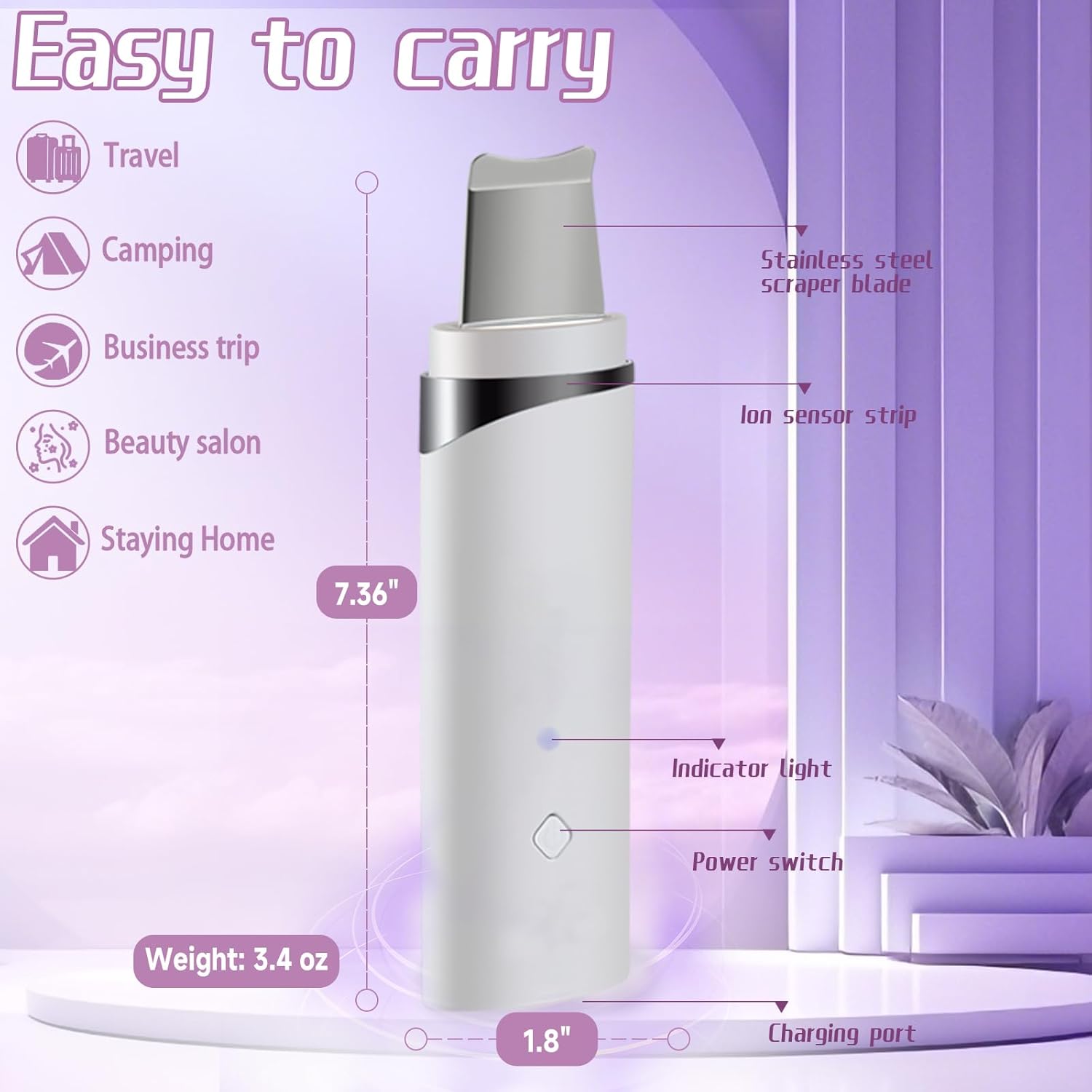 Multifunctional Facial Spatula Pore Cleaner Tool for Deep Cleansing，Serum Infusion， Skin Lifting，Pore Cleansing with Timer Function for Facial Skincare Gift Remov
