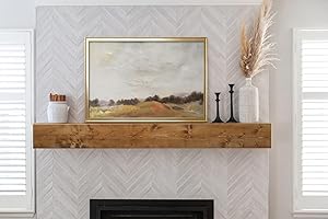 Walnut Faux Wood Beam Mantel Shelf