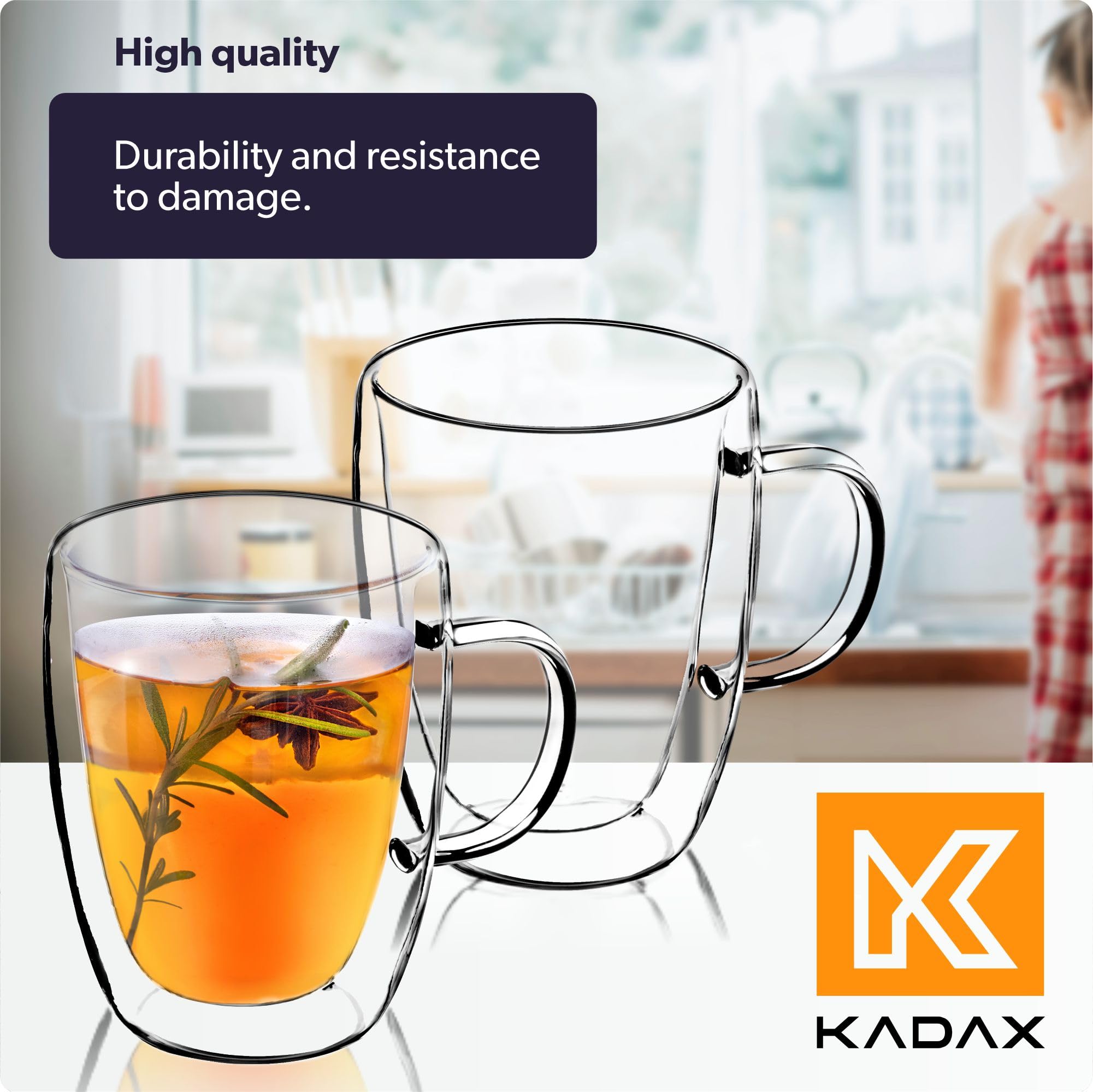 Set Di 6 Tazze In Vetro Da 270 Ml Con Manico - Per T&egrave;, Caff&egrave;, Bevande Calde E Fredde