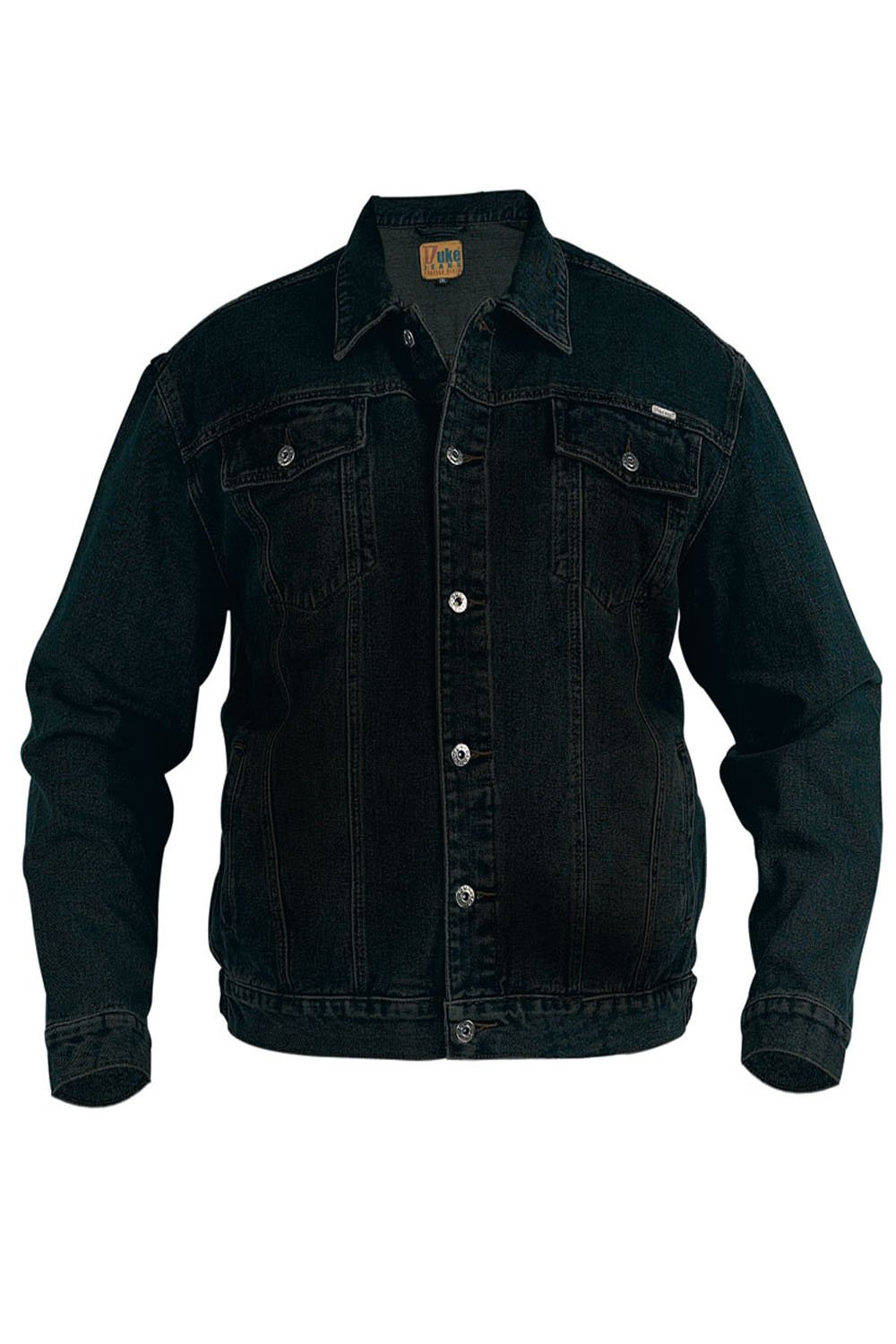 Duke KS1304 Trucker Mens Black Denim Jacket - Black - 5X Large