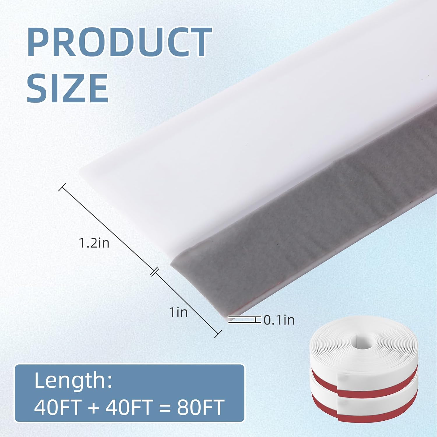 80 FT Garage Door Seal Top and Sides, TPE Garage Door Weather Stripping, Weatherproofing Garage Door Seals with Adhesive-Backed (White)