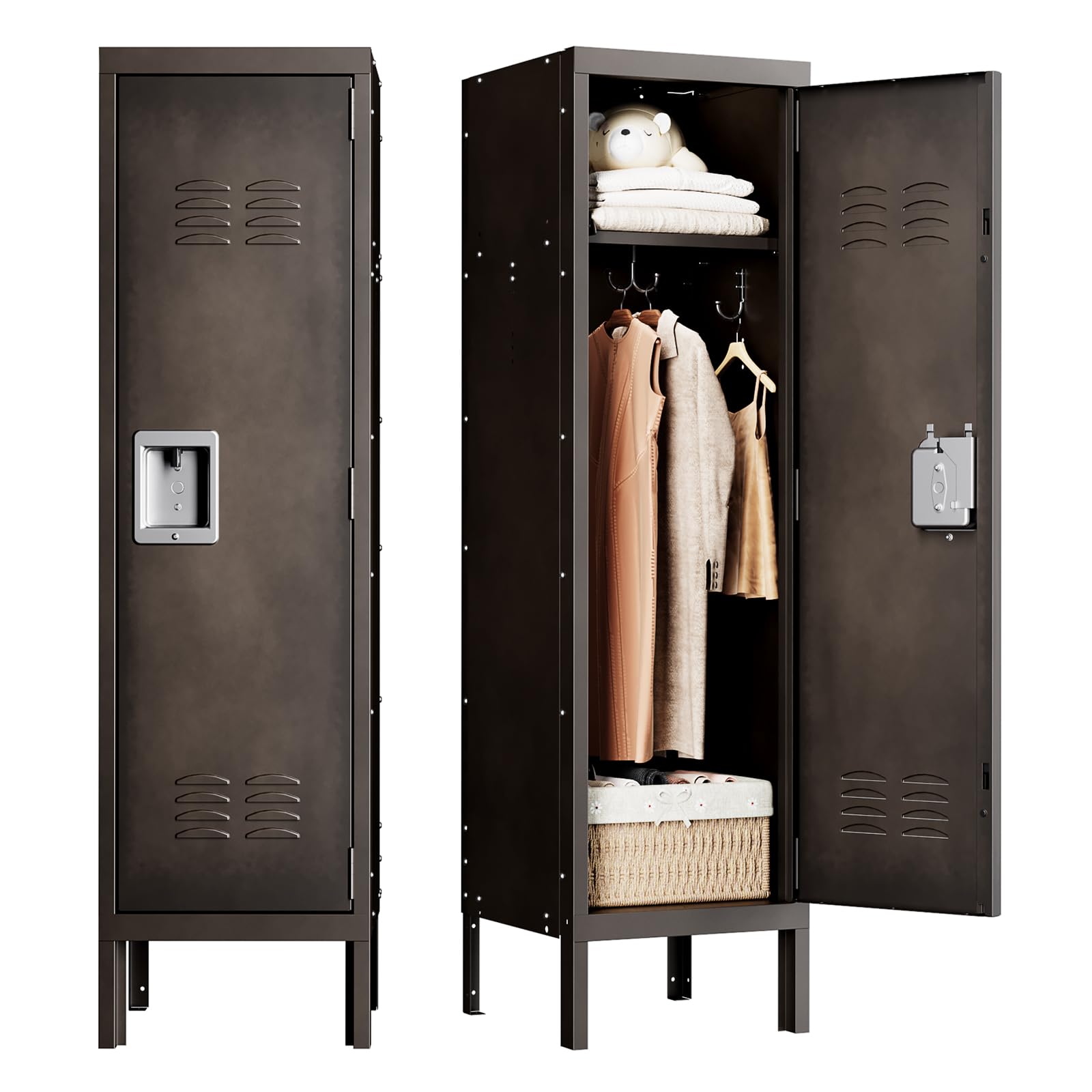 Sightlife Metall Schließfach mit abschließbaren Türs,industrielle Stahlschrank für Schule Haus Büro Garage H140*W38*D46 cm