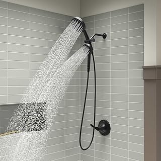 Prone 3-in-1 Combo Multifunction Shower Head with PowerSweep - ScratchShield Technology - Powerful Massage Spray (Matte Black)