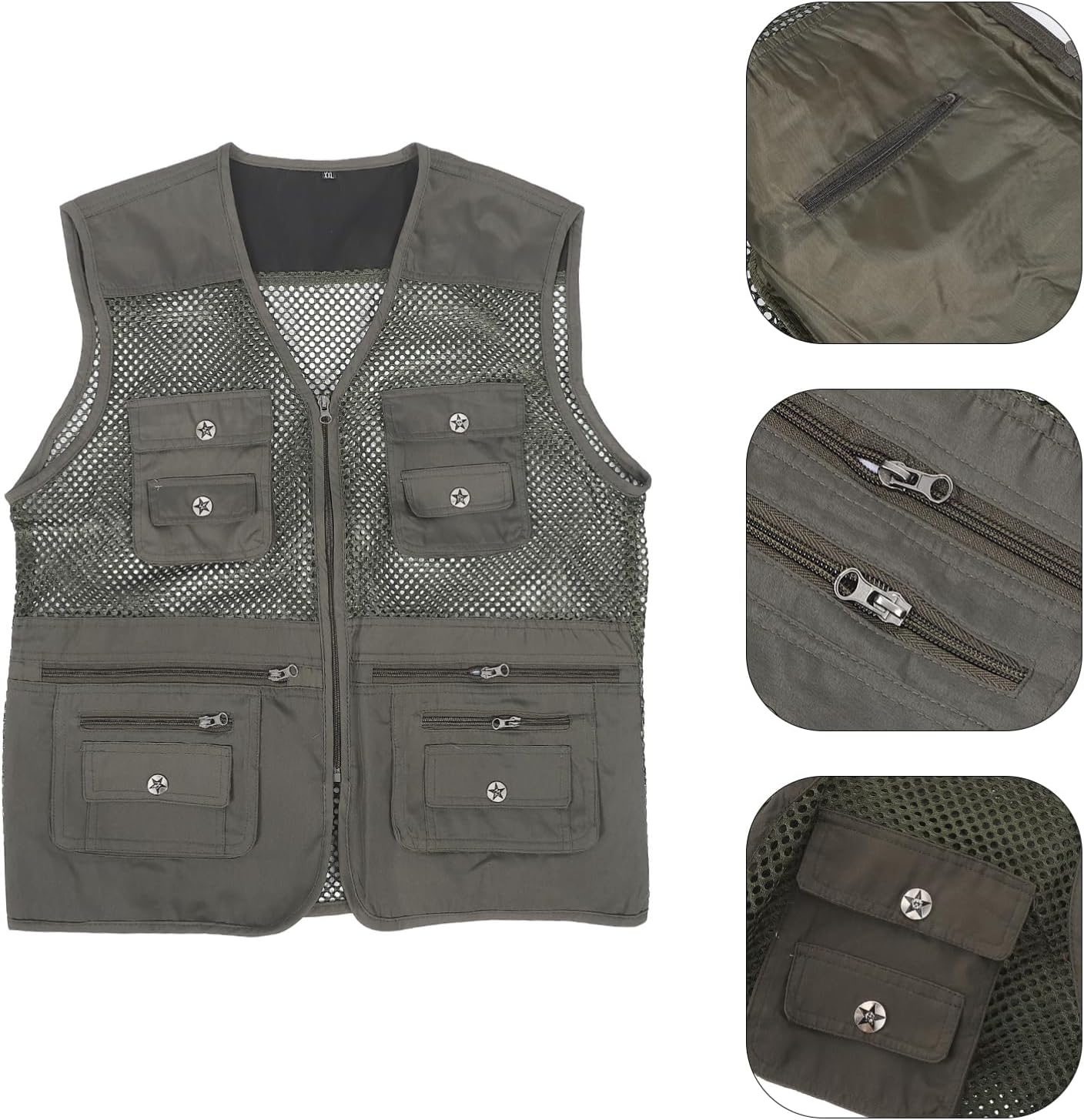 Sosoport Adjustable Multi-pocket Safety Vest Outdoor Game Vest Storage Pockets for Hiking Travel and Camping