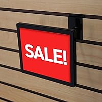 Vista 8 de SSWBasics Soporte rectangular negro para letrero de pared de Slatwall, con capacidad para letreros de 7 pulgadas de ancho x 5 ½ pulgadas de alto