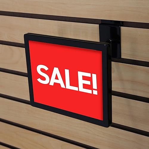 Miniatura 8 de SSWBasics Soporte rectangular negro para letrero de pared de Slatwall, con capacidad para letreros de 7 pulgadas de ancho x 5 pulgadas de alto,