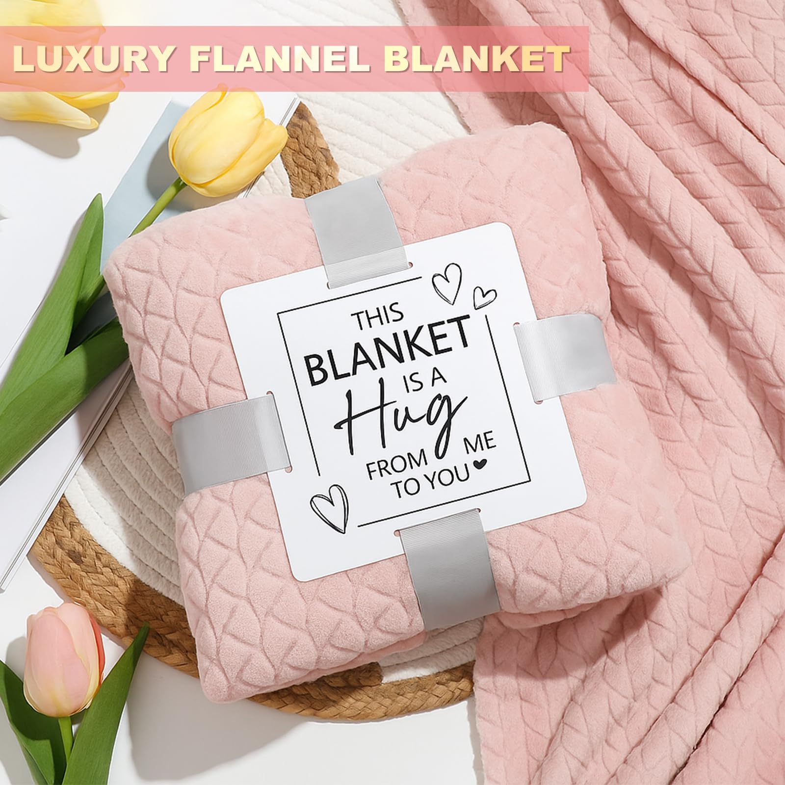 Wellness Geschenke für Frauen - Spa Erholung und Entspannung Set mit Decke, Geburtstag, Muttertag, für Ehefrau, Mutter, Schwester, Freundin, Rosa