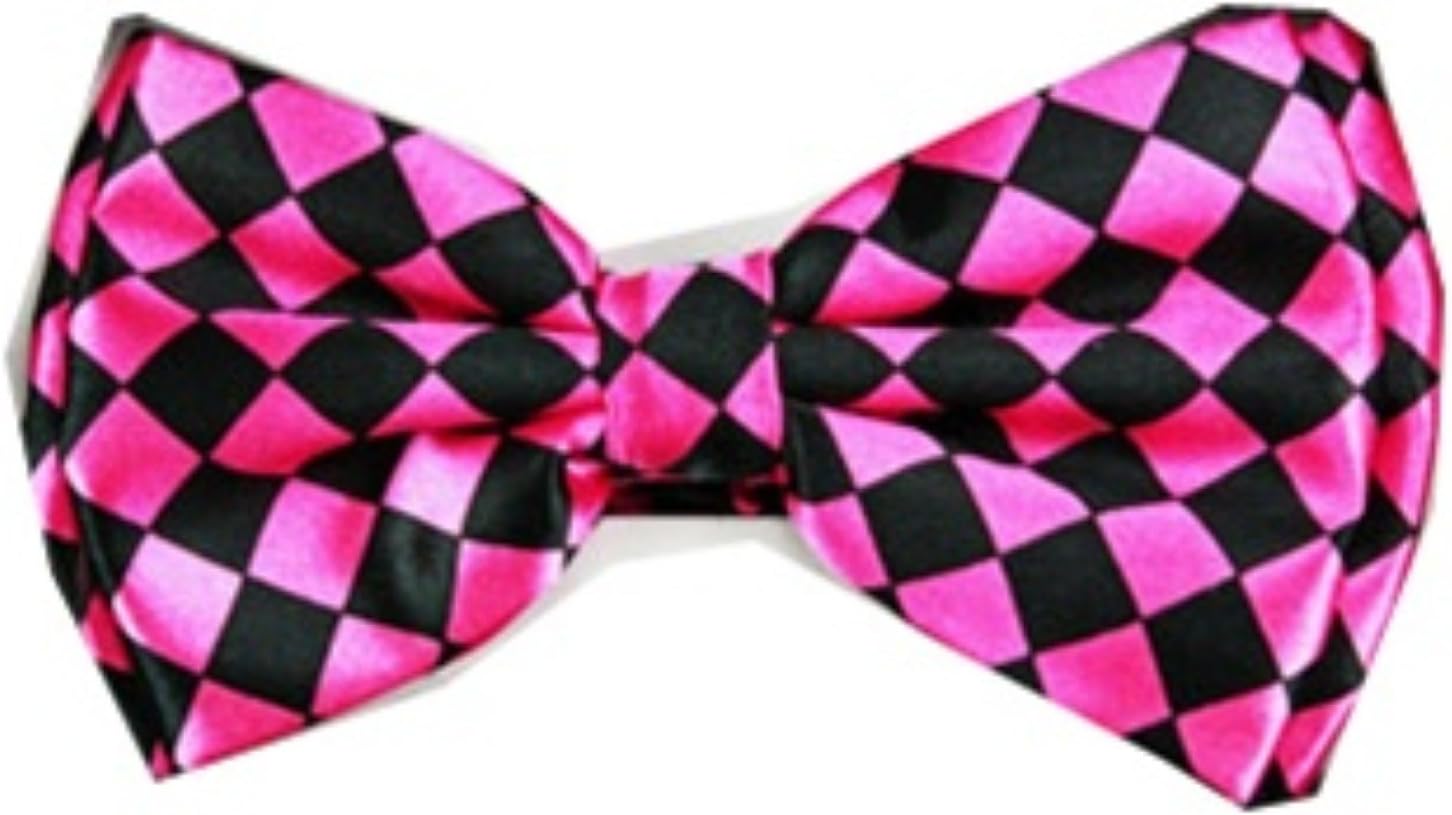 Pink and Black Checkers Bow Tie