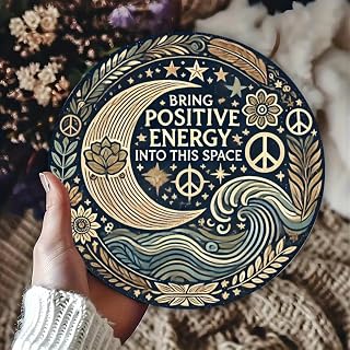 Daxionry Positive Energy Aluminum Tin Sign - 8x8 Inch Weatherproof Wall Art for Home, Bar, Garage, Cafe - Mindful Vintage Decor