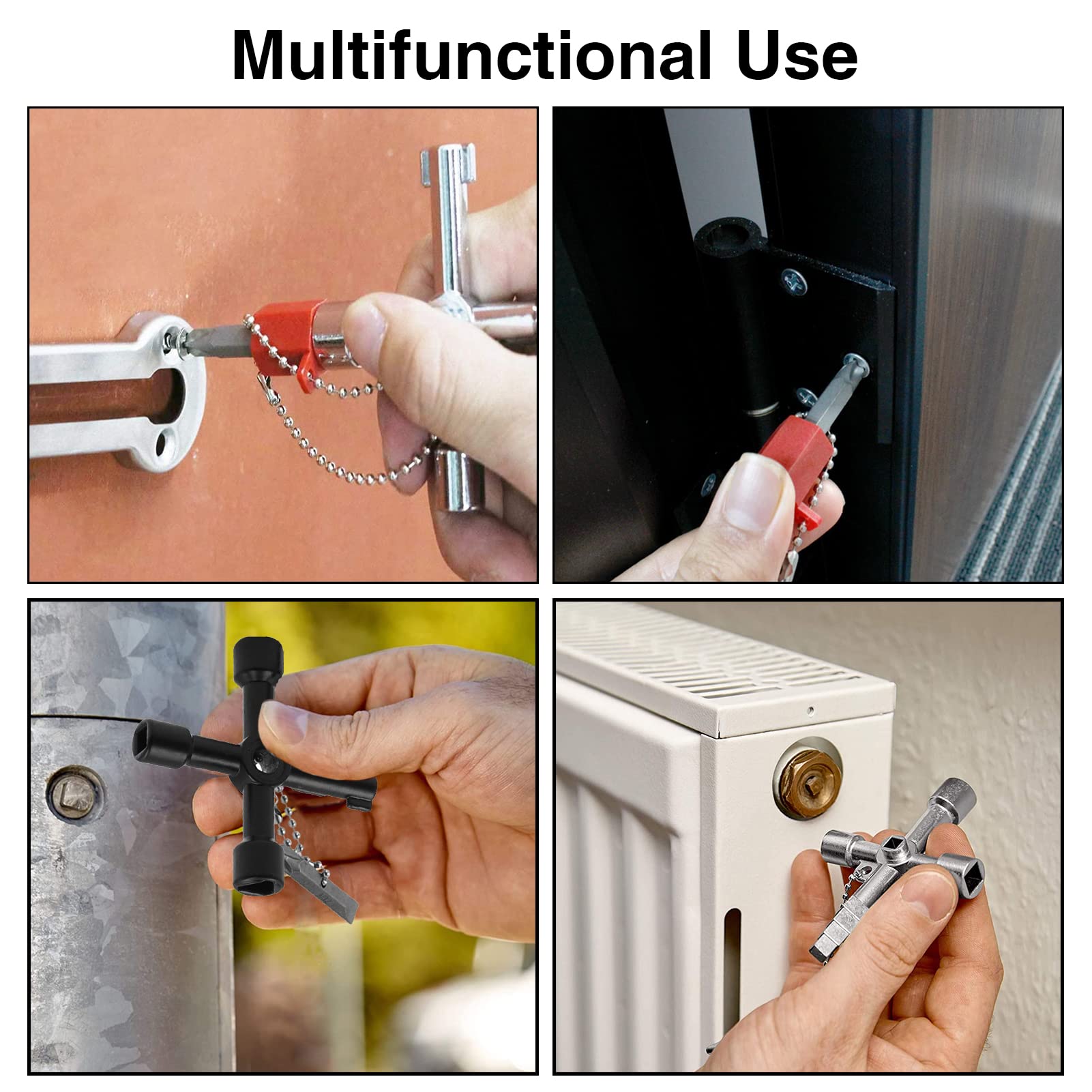Clé Multifonction 4 Voies - 5 Pièces - Pour Compteur, Radiateur, Coffret Électrique