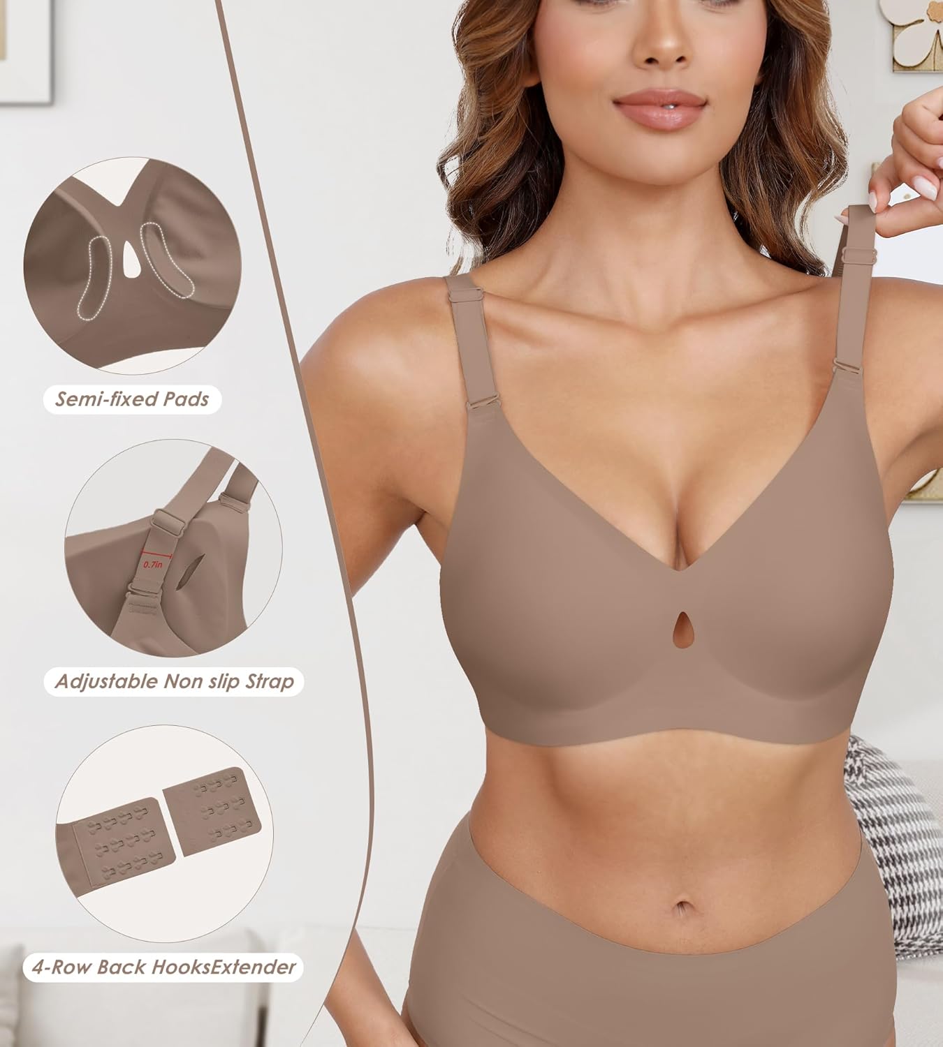 DEANGELMON Bras for Women No Underwire Wireless Push Up Bras - Seamless Full Coverage Bralettes Comfortable Everyday Bra - Image 4