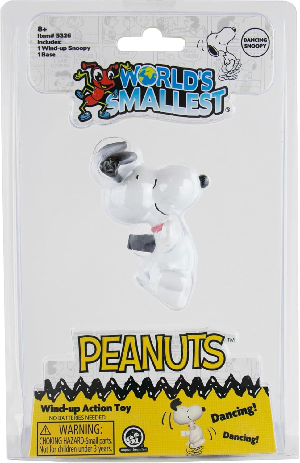 World's Smallest Dancing Snoopy Wind-up Toy, Miniature Snoopy Gifts, for Collectors and Fans Ages 6+ (Official Peanuts Product)