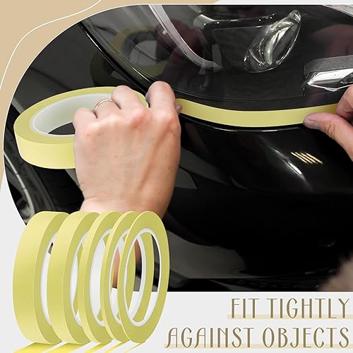 Miniatura 6 de Xuniea 5 rollos de cinta de enmascarar de vinilo para automóviles, pintura automotriz para curvas, vinilo de alta temperatura de baja adherencia