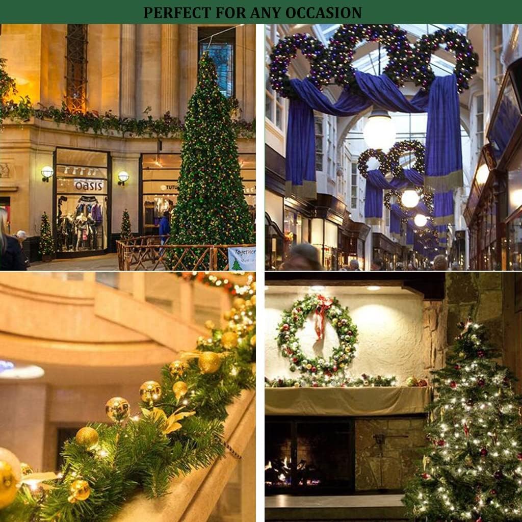 9FT プリライト人工クリスマスガーランド、屋外クリスマスリース、ライト付きクリスマスガーランド、電池式、マントル階段暖炉クリスマス