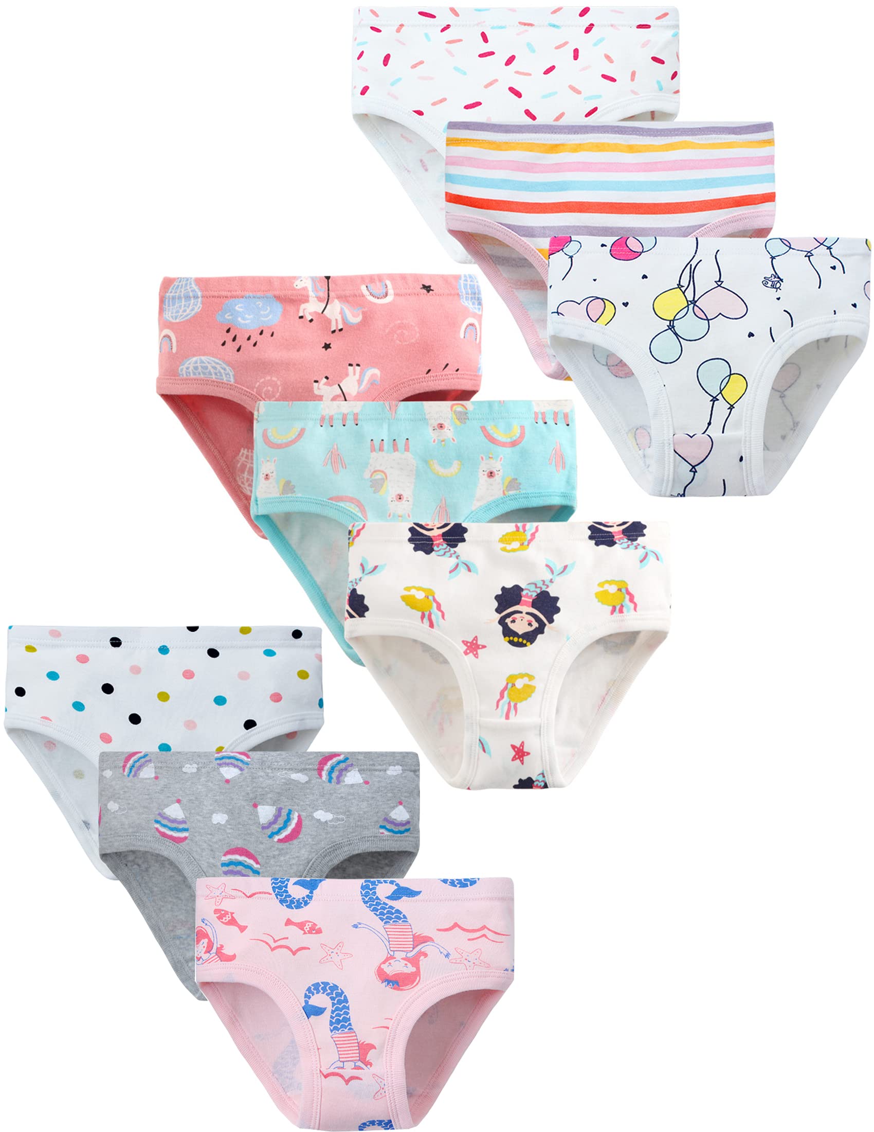 Girls Underwear Cotton Toddler Little Girls Briefs Soft Panties 9-Pack