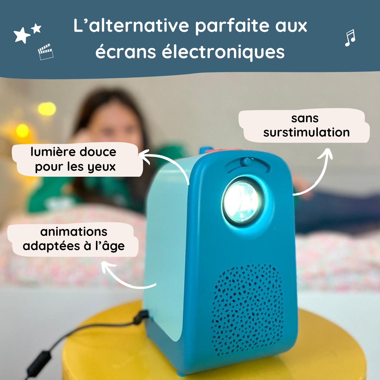 Projecteur pour Enfants sans Lumière Bleue Directe - 3 à 10 Ans - Cinéma à la Maison