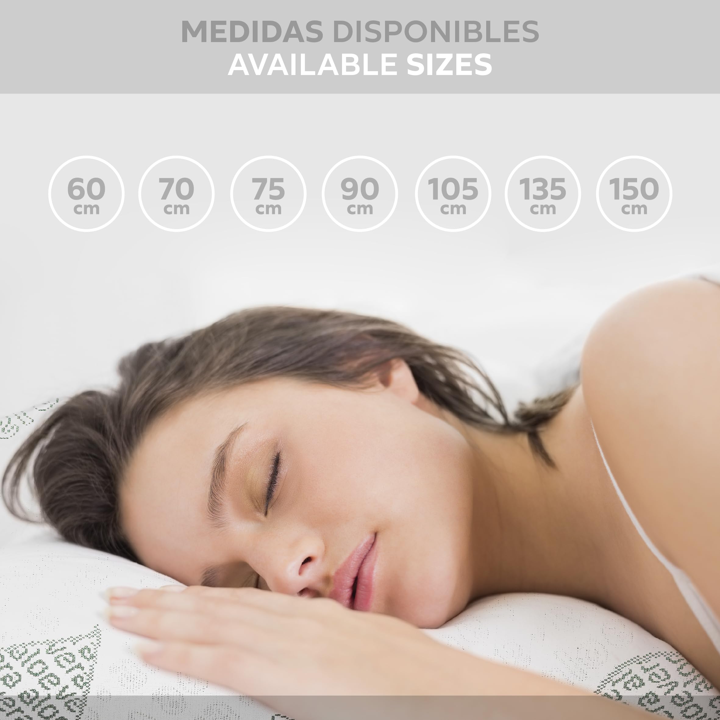 Textilhome Pack 2 Unidades Almohada Viscoelástica 75 cm, Núcleo de Visco Puro 100%, Funda con Cremallera Lavable, Tejido Ecológico Aloe Vera Stretch Transpirable, Hipoalergénico y Ergonómica.