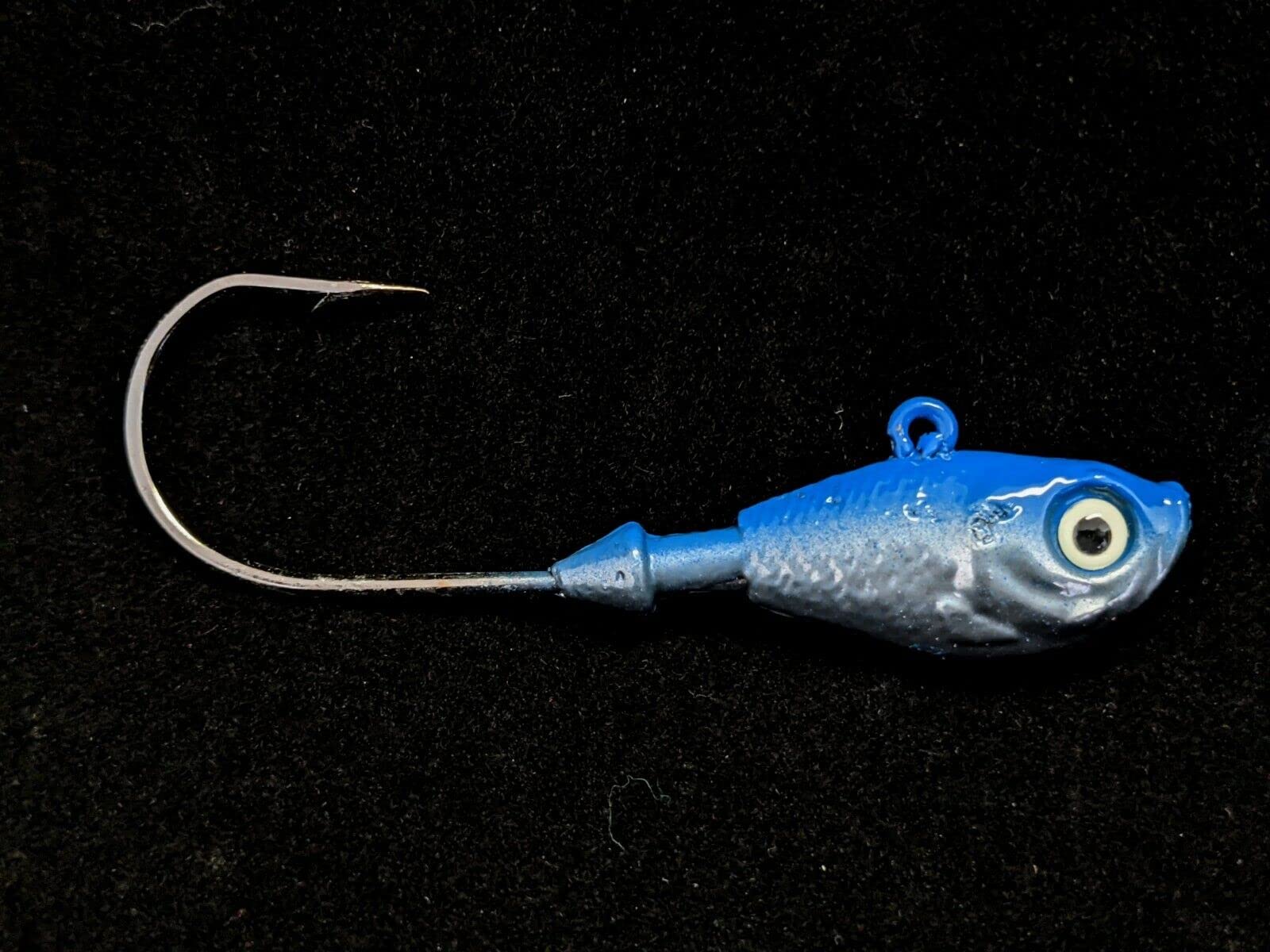 10 "Ultra Minnow" Jig Heads Powder Coated Swimbait Lure Ultra Point Hook-Cr/Blue 1.5 oz