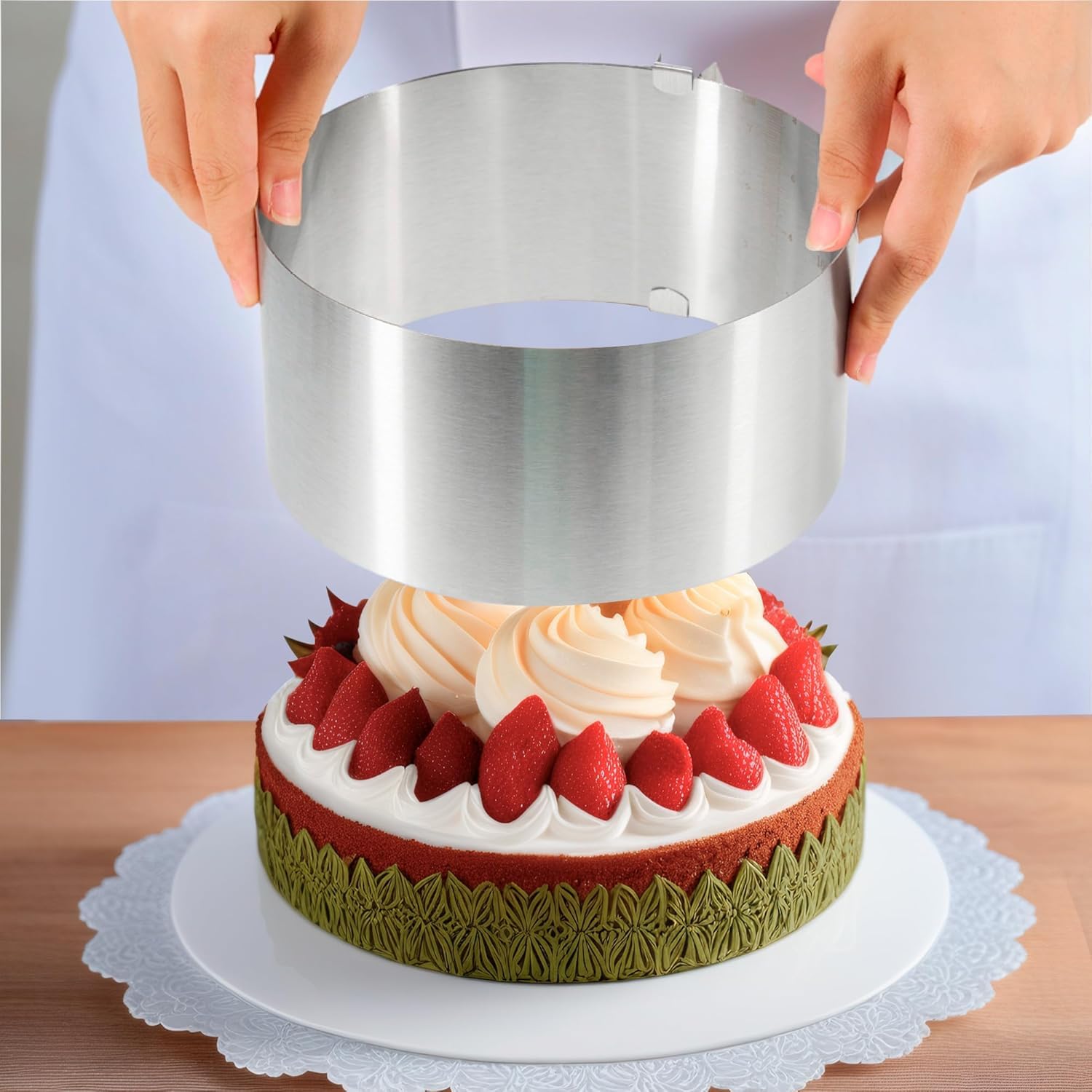Cercle à Gâteau Réglable 6-12 Pouces, Acier Inoxydable Moule pour Cuisson