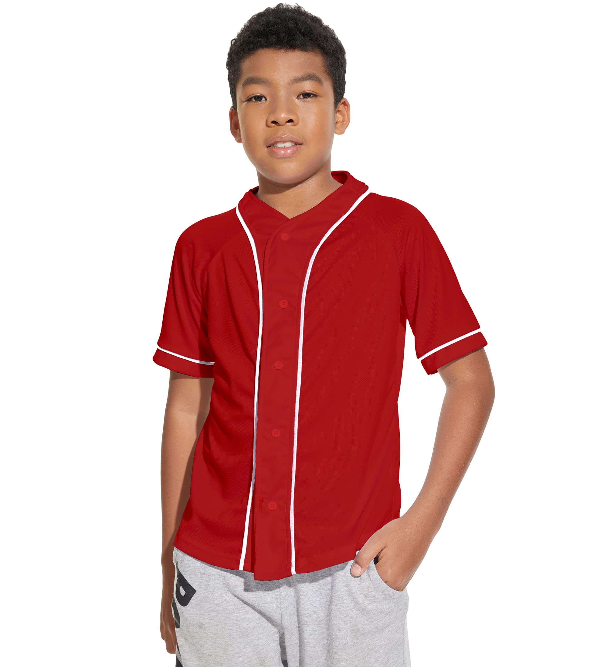 BAICAIYU Kids Baseball Jersey Solid Button Down Shirts Sports Uniform for Boy Gril Softball