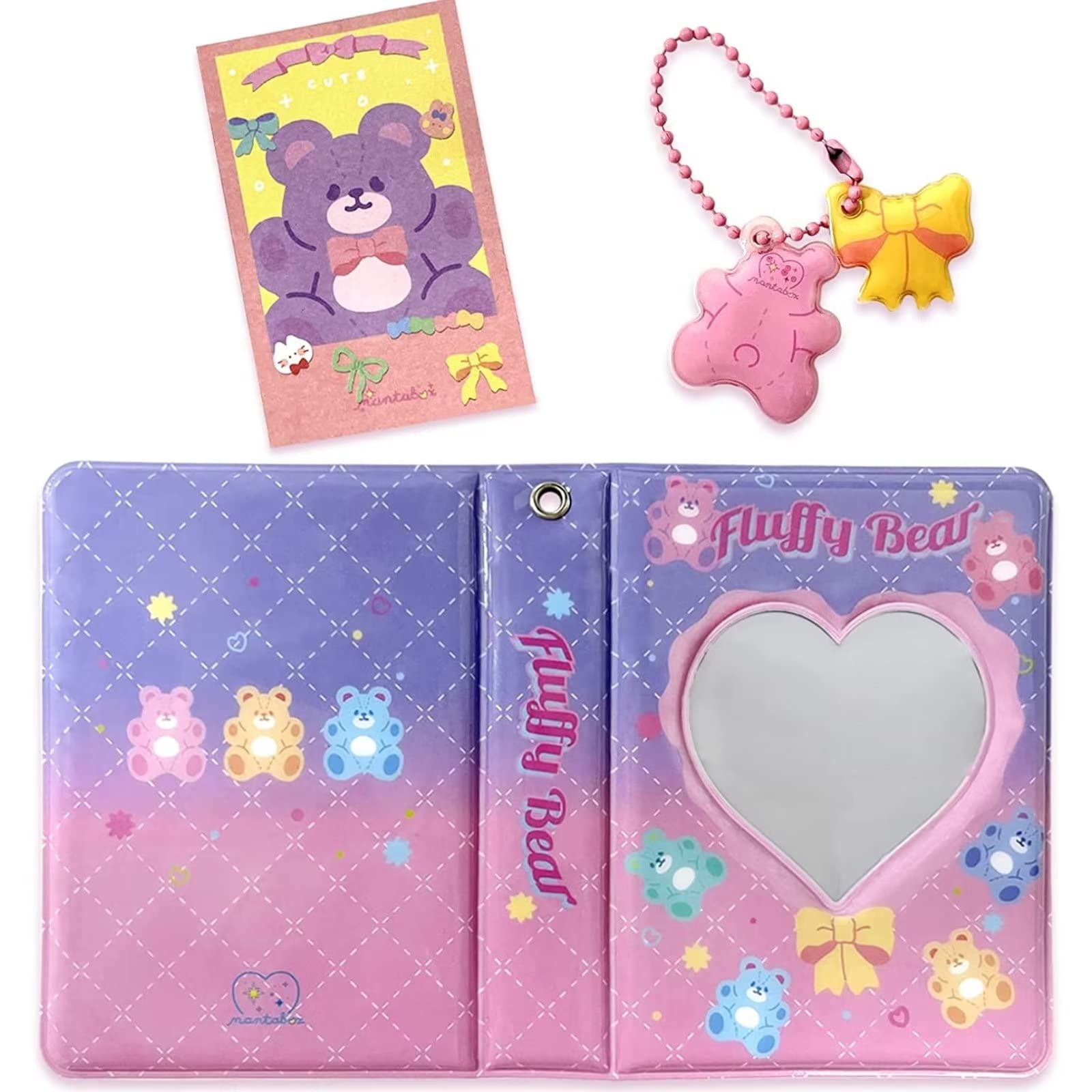 Mini Album Photo 3 Pouces Avec 40 Pochettes Transparentes - Pendentif Cœur Cerise - Pour Collectionner Photos, Cartes, Souvenirs - Cadeau Mignon