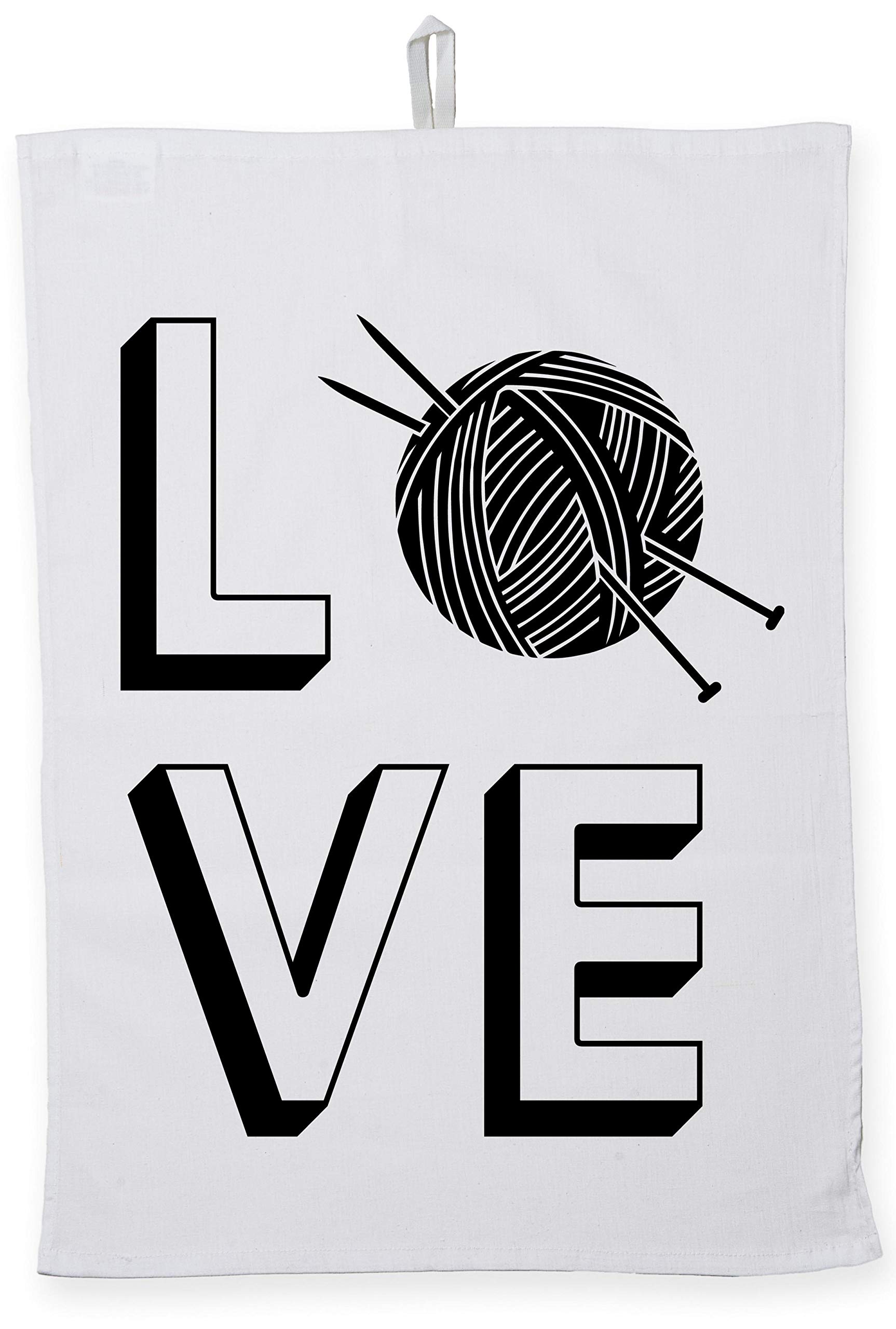 Hippowarehouse Love Knitting Tea Towel Eco Printed Dish Cloth Kitchen accessory 50cmx70cm 100% Cotton