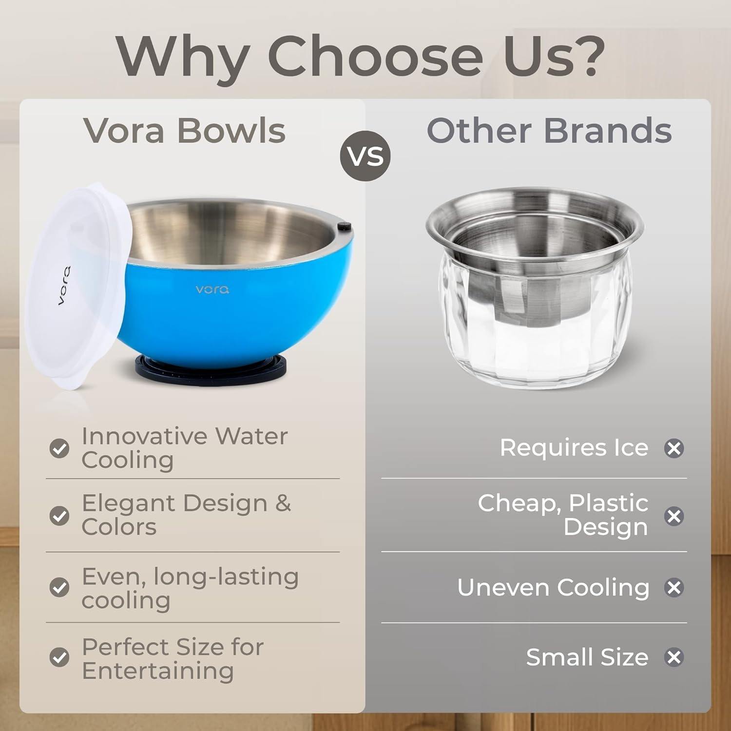 Vora 35oz Dip Chiller Bowl with Lid | 1 Pack Blue Stainless Steel Chilled Serving Bowl Keep Dips, Salads, and Appetizers Perfectly Cold with Leak-Resistant Ice Bowl for Effortless Hosting