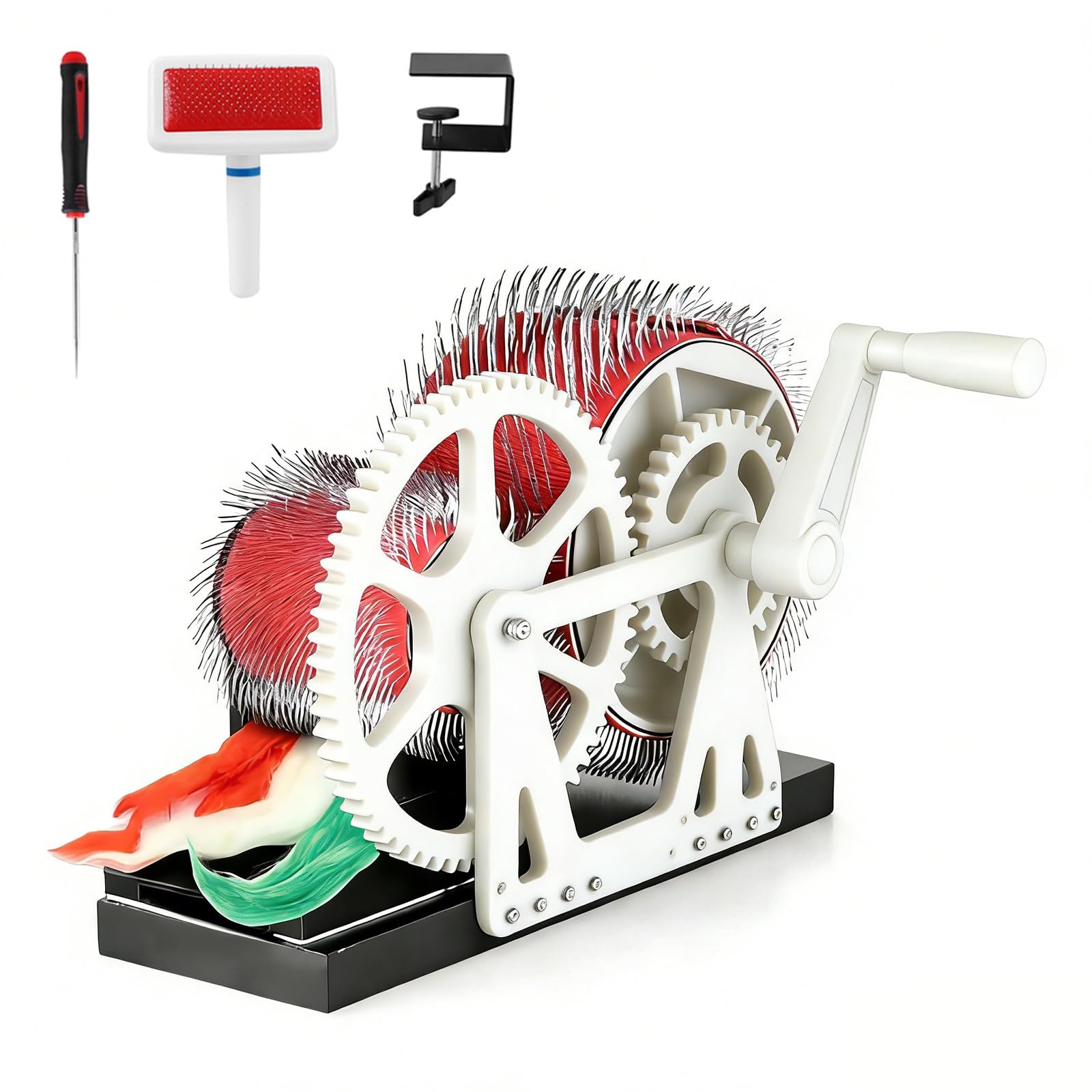 Cardeuse À Tambour pour Laine pour Fil De Rouet | Cardeuse À Tambour Portable Et Machine À Feutrer pour Mélanges Alpaga/Chien/Laine | Rouet À Carder pour Artisans White