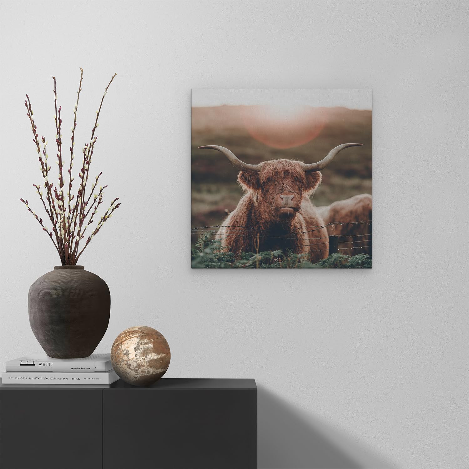 Artaza Cuadros Decoración Salón Modernos Vaca Highland - 50x50 cm - Cuadros Animales - Lienzo Animales - Decoración Pared - Cuadros Decorativos