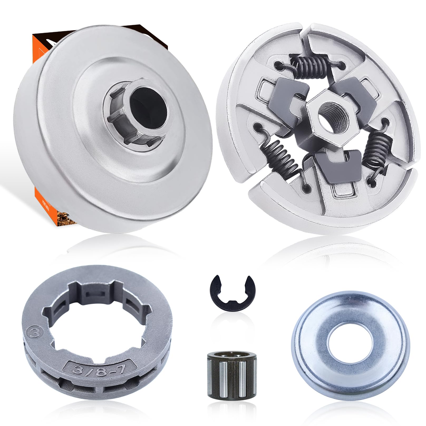 Mtanlo Kit De Tambour D'embrayage 3/8 Pour Tronçonneuses Stihl MS280 MS281 MS280C MS 280, Tambour D'embrayage, Pignon De Jante, Rondelle D'embrayage, Roulement à Aiguilles, Clip E