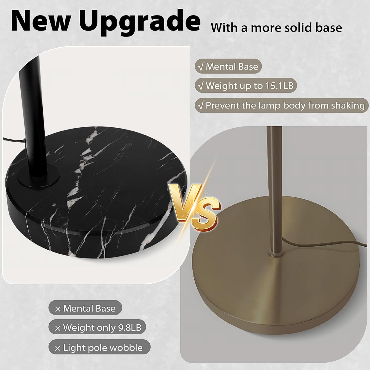 Floor Lamps for Living Room, Dimmable Modern Standing Lamps for Home Decor, Industrial Tall Pole Lamp for Office Bedroom, with Handblown Grey Glass Mushroom Shade and Marble Base, Bulb Included