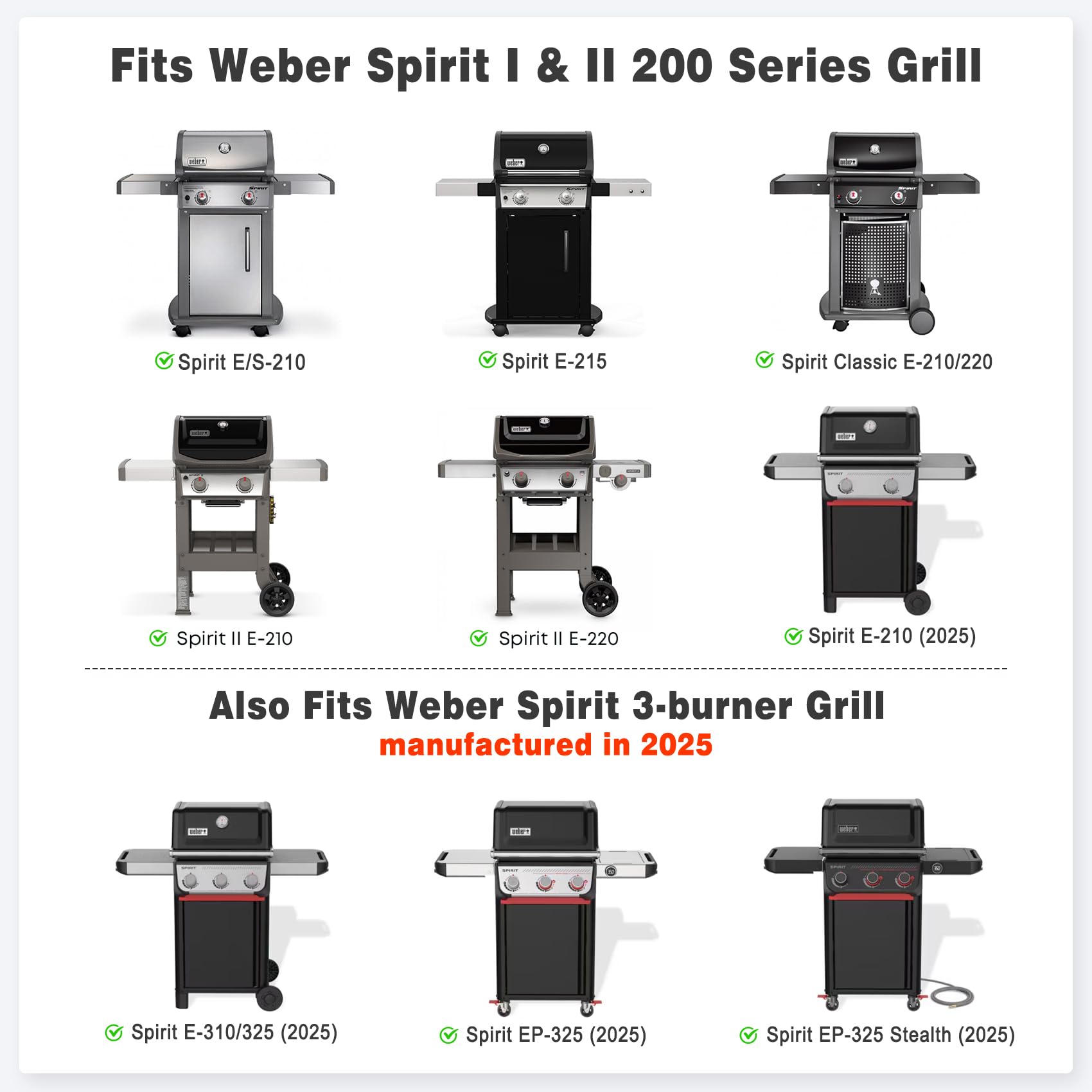 Onlyfire Flat Top Plancha Barbacoa para Parrillas de Gas Weber Spirit I y II Serie 200, Plancha de Cerámica Antiadherente para Spirit S-210 E-220, Spirit E-210 (2025)