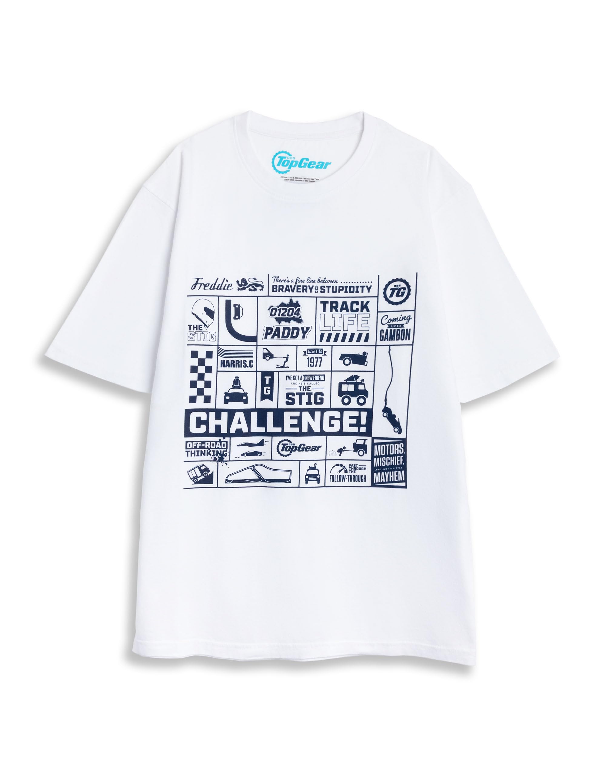Vanilla Underground Unisex White Top Gear Off- Graphic Short Sleeved T-Shirt - Large