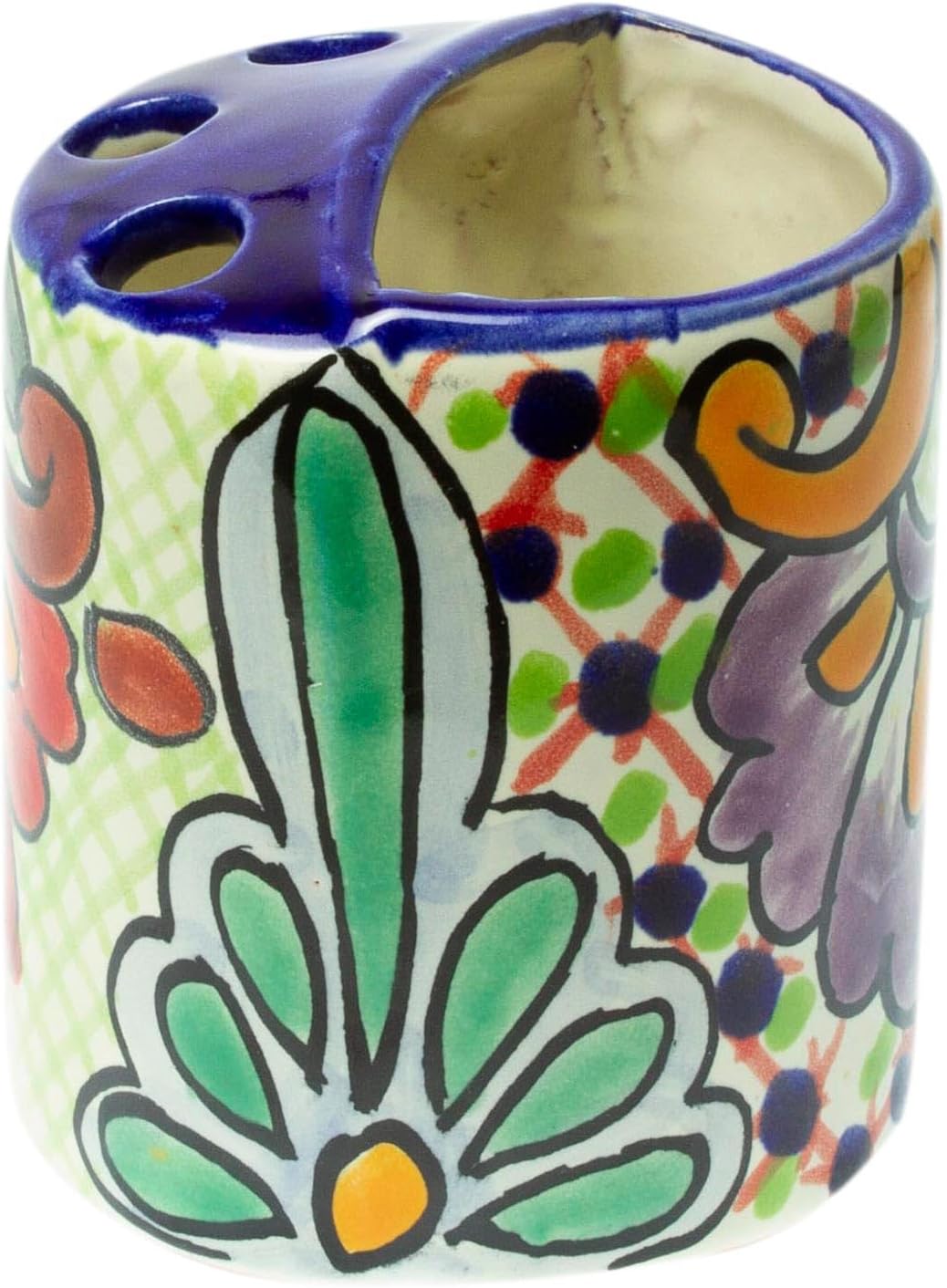Novica Handmade Hidalgo Bouquet Ceramic Toothbrush Holder