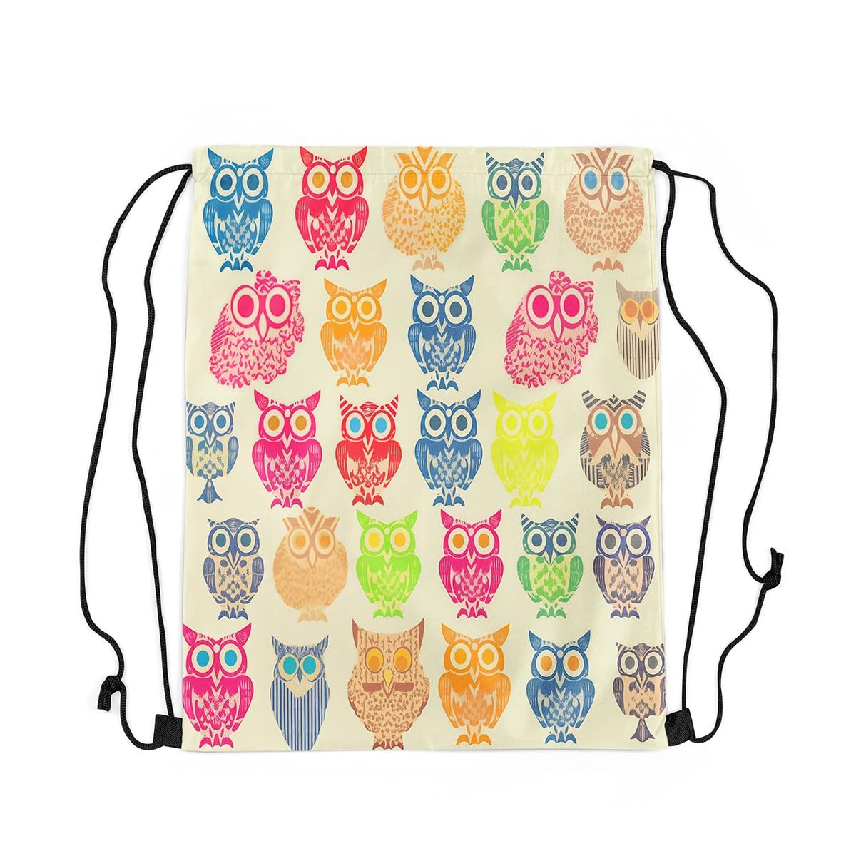Loussiesd Cute Owl Gym String Bag Animal Theme Drawstring Backpack 40x33cm Wild Animal Sports Drawstring Sackpack Cartoon Drawstring Bags
