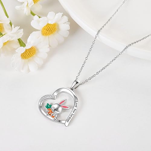 Miniatura 3 de Lindo regalo de animales de plata esterlinapanda rojoconejo, collar con colgante de animal lindo joyería para mujeres niñas regalos