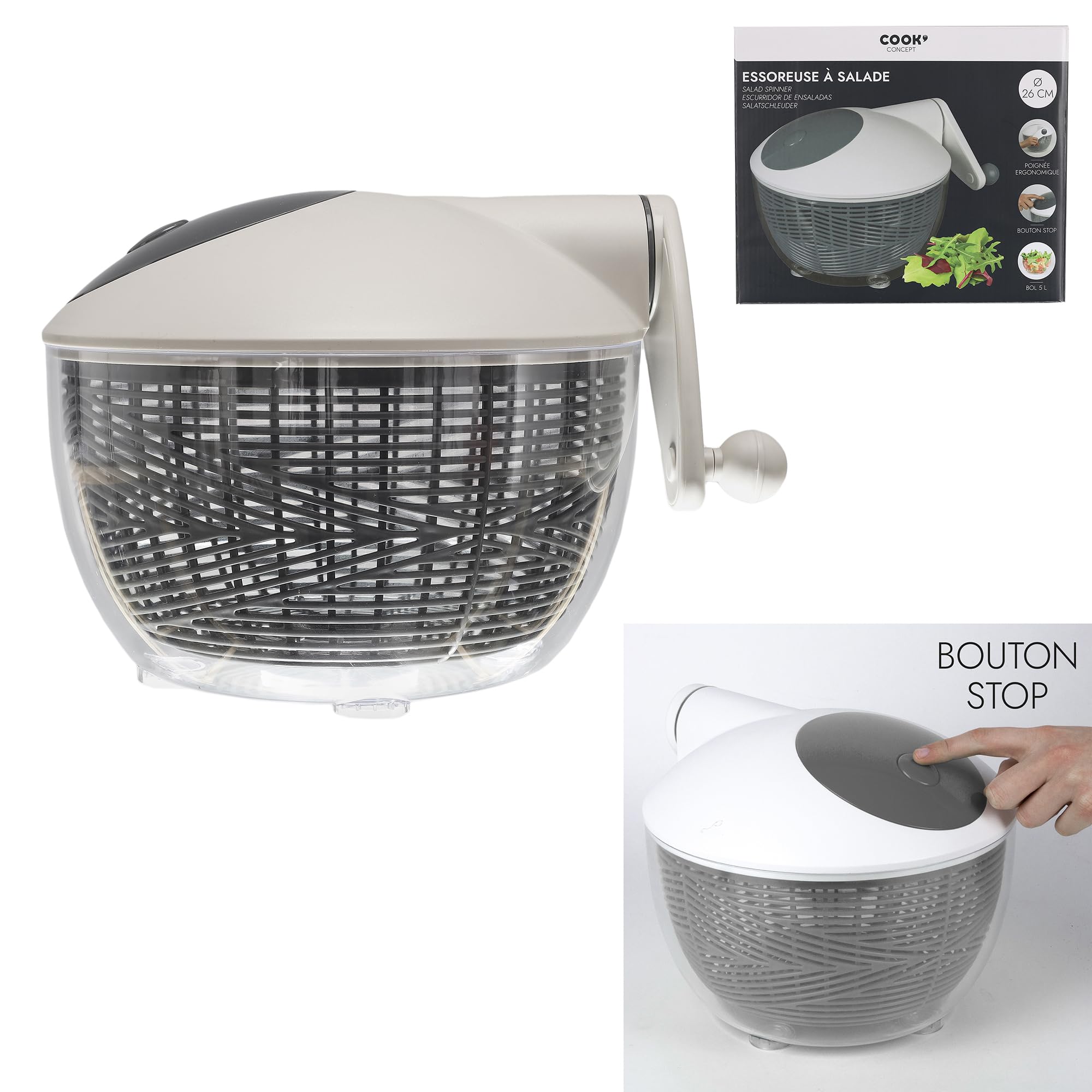 Macchina centrifuga Insalata Manuale Pratica Grigio
