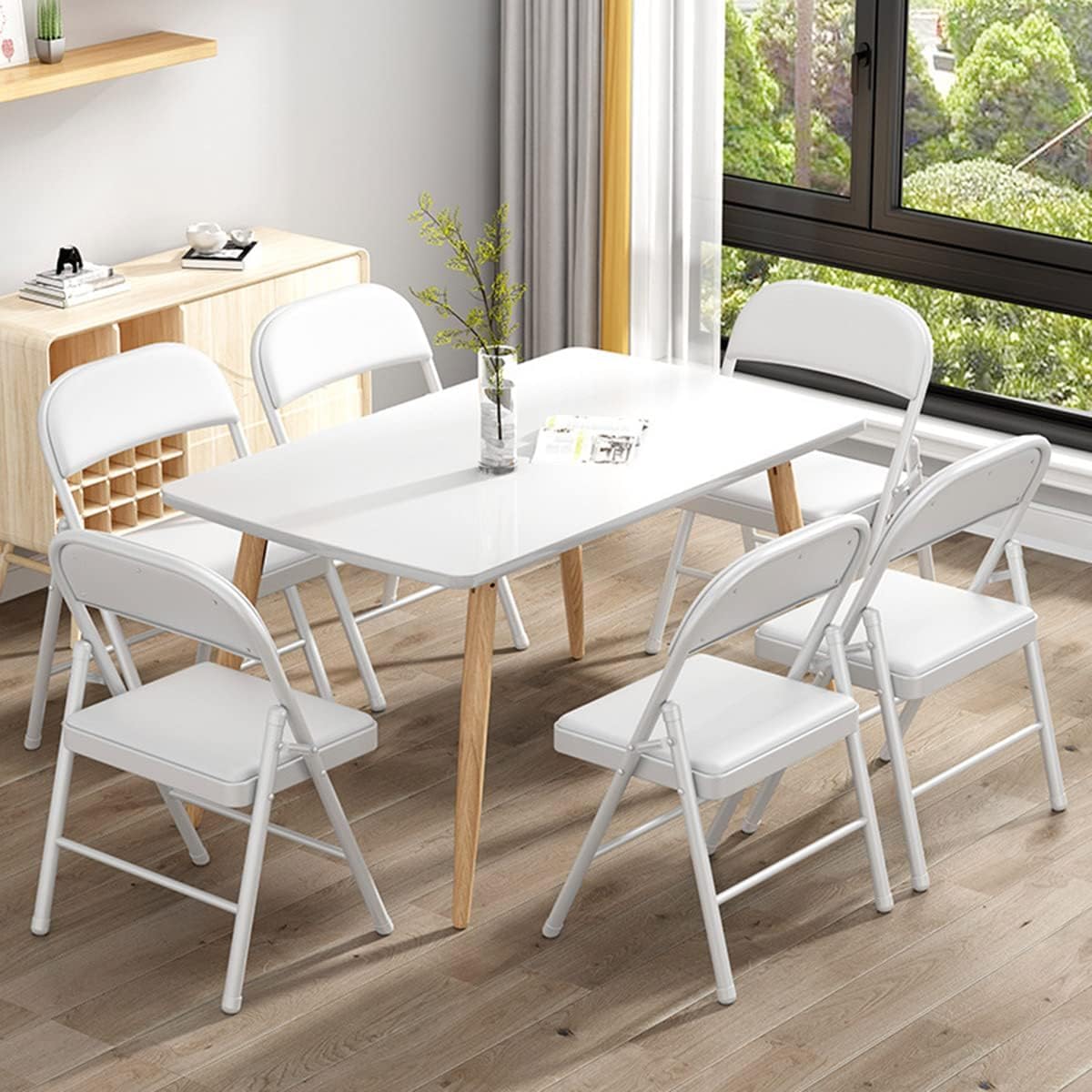 Genérico Taburete Plegable Portátil, Capacidad De Carga De 136 Kg (300 Lbs), Estructura De Acero, No Requiere Montaje, Apilable, Apto para Uso En Interiores Y Exteriores (White)