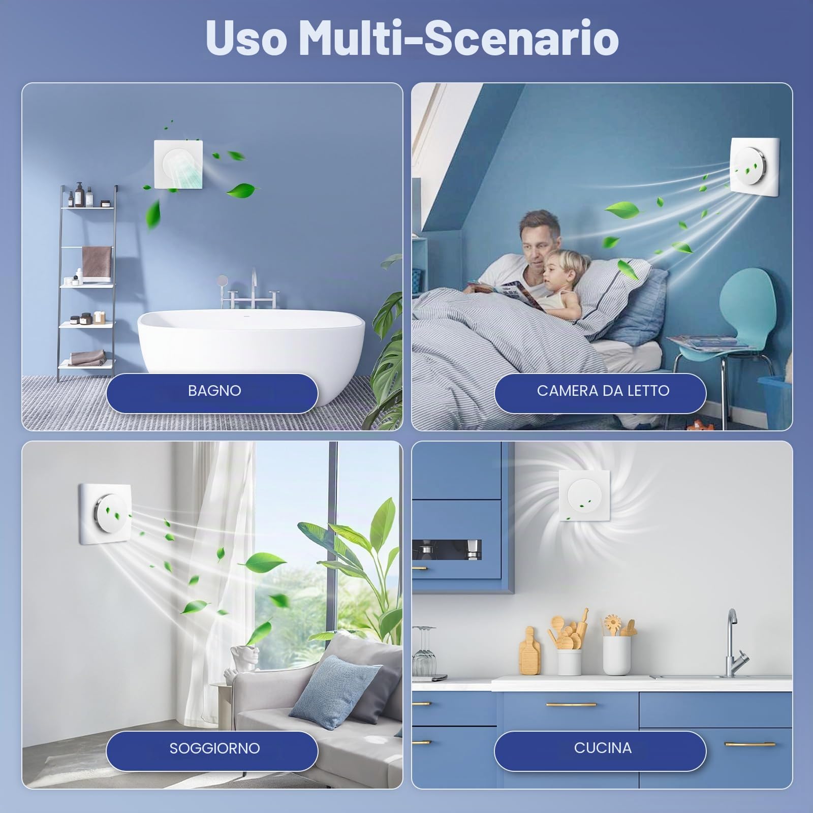 Ventilatore di estrazione 100 mm, VMC, per bagno, 130 m³/h, ventilatore a risparmio energetico con telecomando, 2 direzioni, 3 velocità, potente ventilazione, per bagno, cucina, WC
