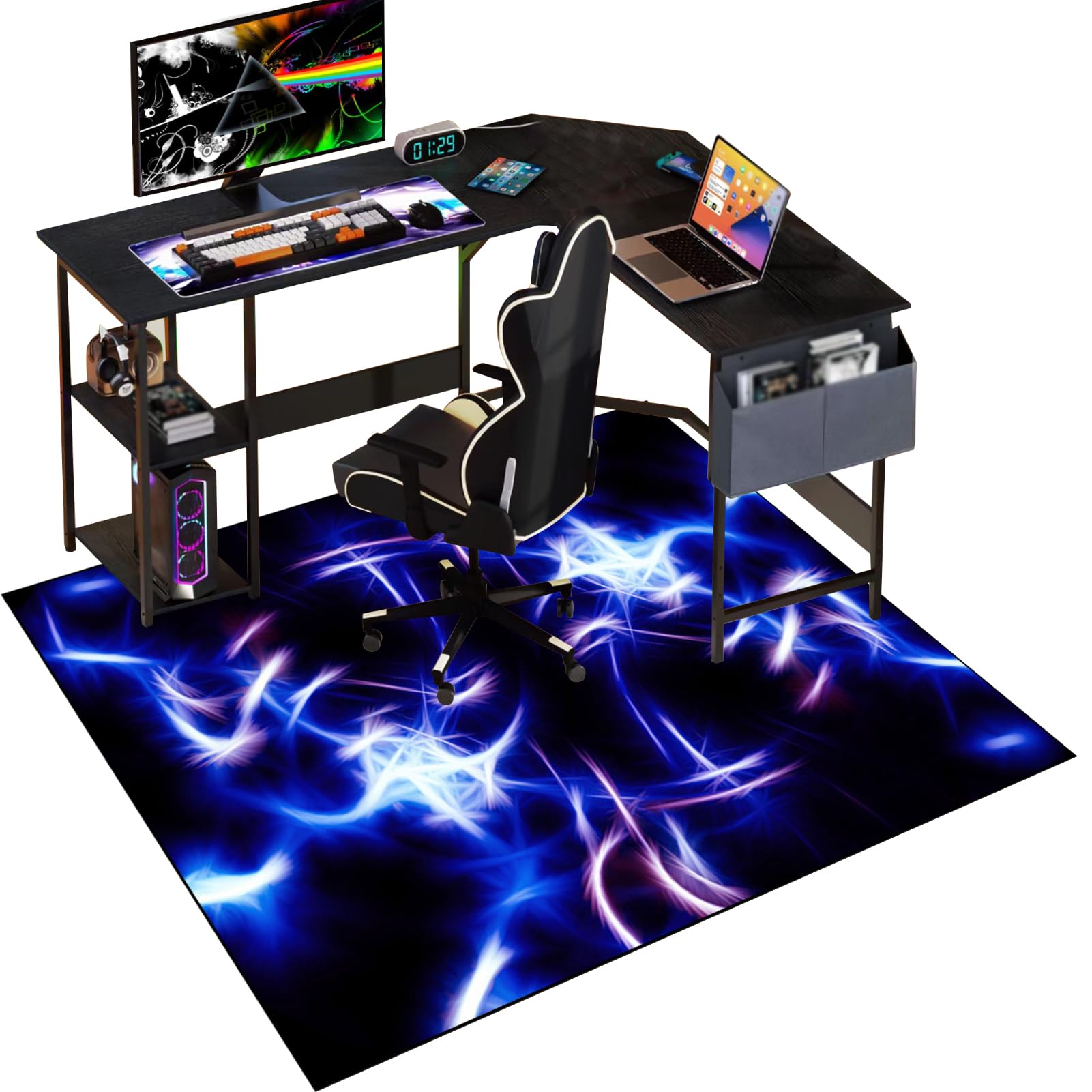 Gaming Chair Mat for Hardwood Floor 140 x 180 cm Anti-Slip Floor Protector Mat Non-Slip Floor Protection Mat Desk Chair Mat for Carpets Gaming Computer Chair Mat for Gaming Room Home Office Decor