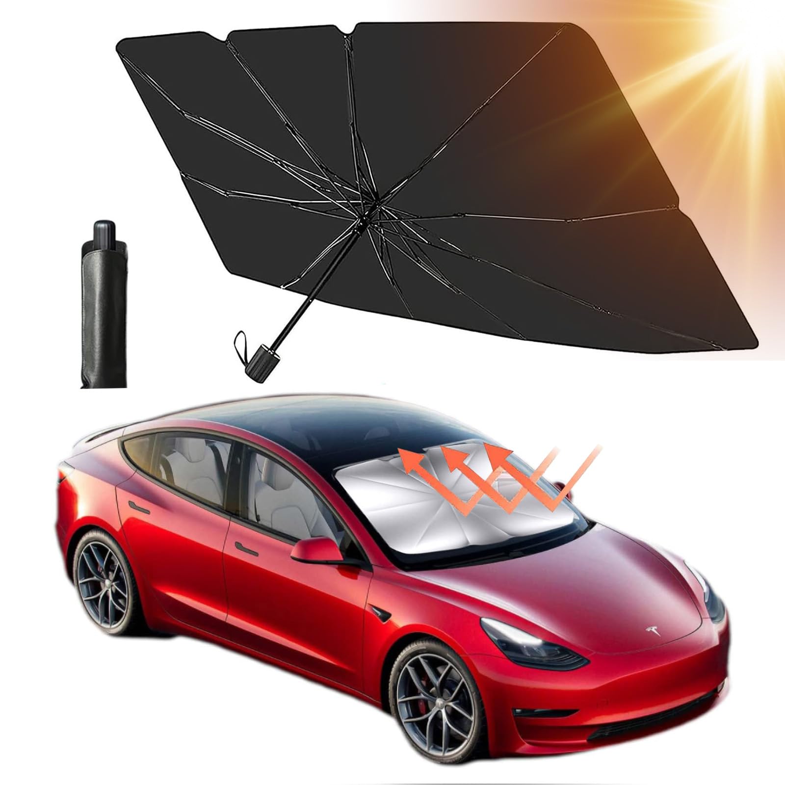 LEIVESTE - Paraguas parasol para coche interior, parasol para coche contra los rayos UV, parasol para coche