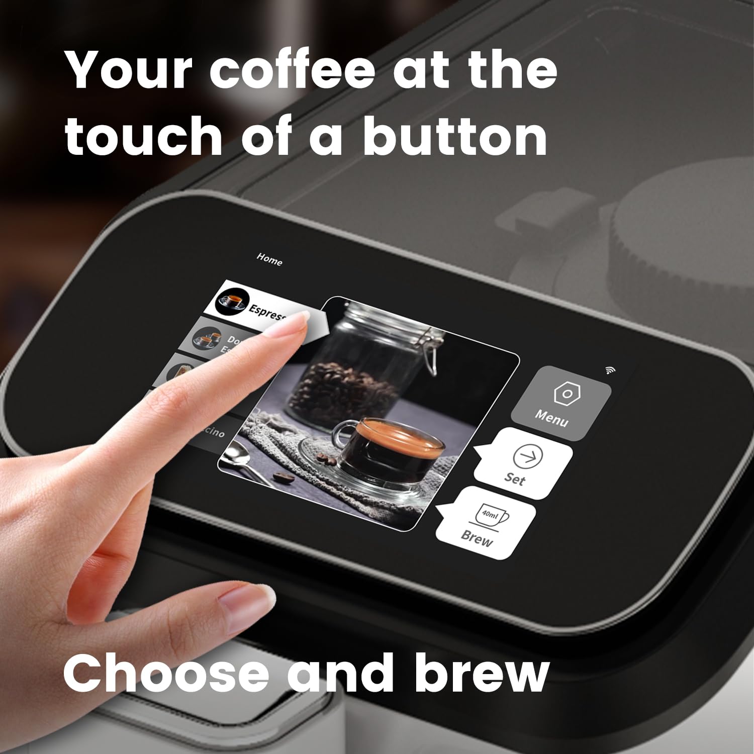 Mcilpoog WS-D5 Pro - Cafetera totalmente automática, 12 bebidas, uso en la oficina o en el hogar, habilitado para Wi-Fi, volumen y temperatura de líquidos, café espresso con capuchino, limpieza