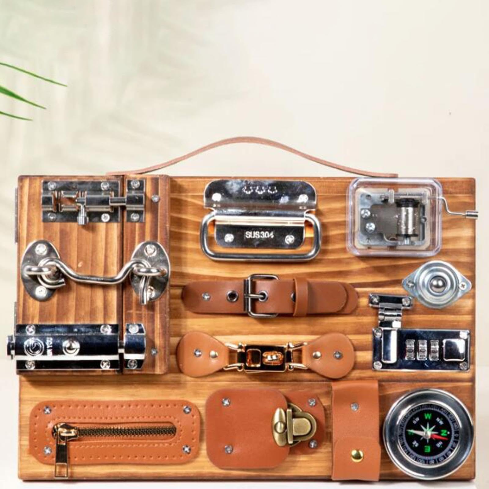 Tablero sensorial de Juguete de Viaje Compacto con pestillos de para Madera para Actividades Divertidas de Desarrollo de Habilidades motoras, fácil