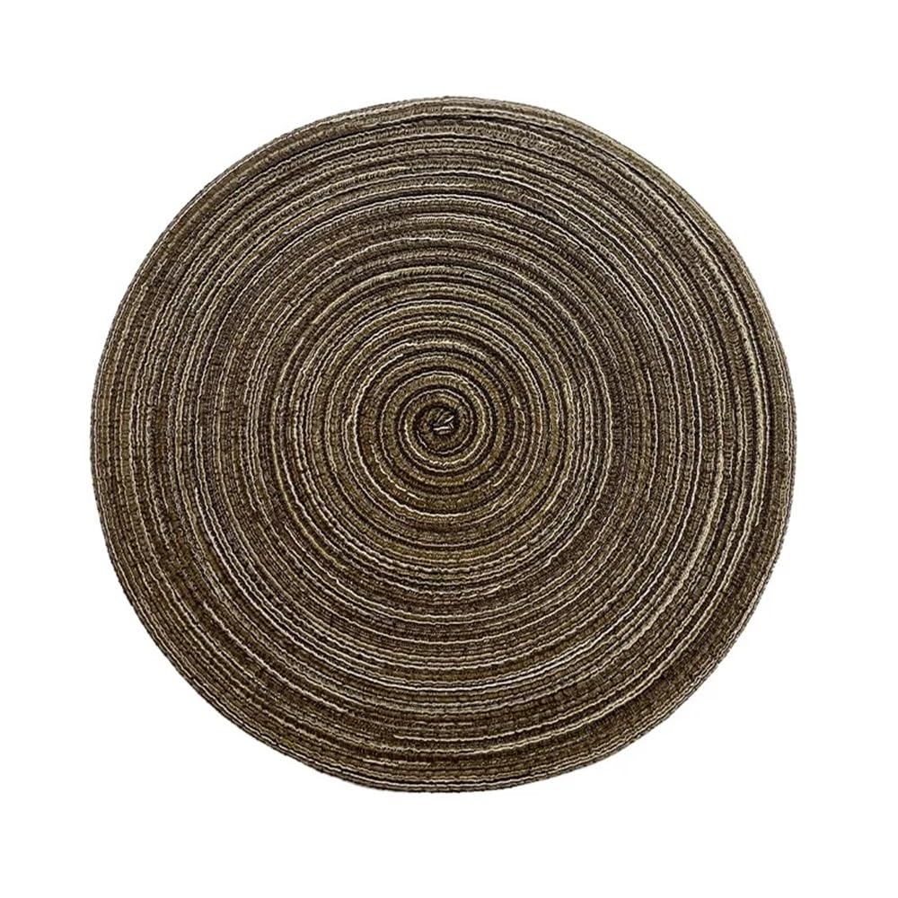 Round Placemat Table Woven Vinyl Individual Placemats for Table Non-Slip Kitchen Tableware Drink Cup Coaster Hoilday Decoration(Coffe,30cm)