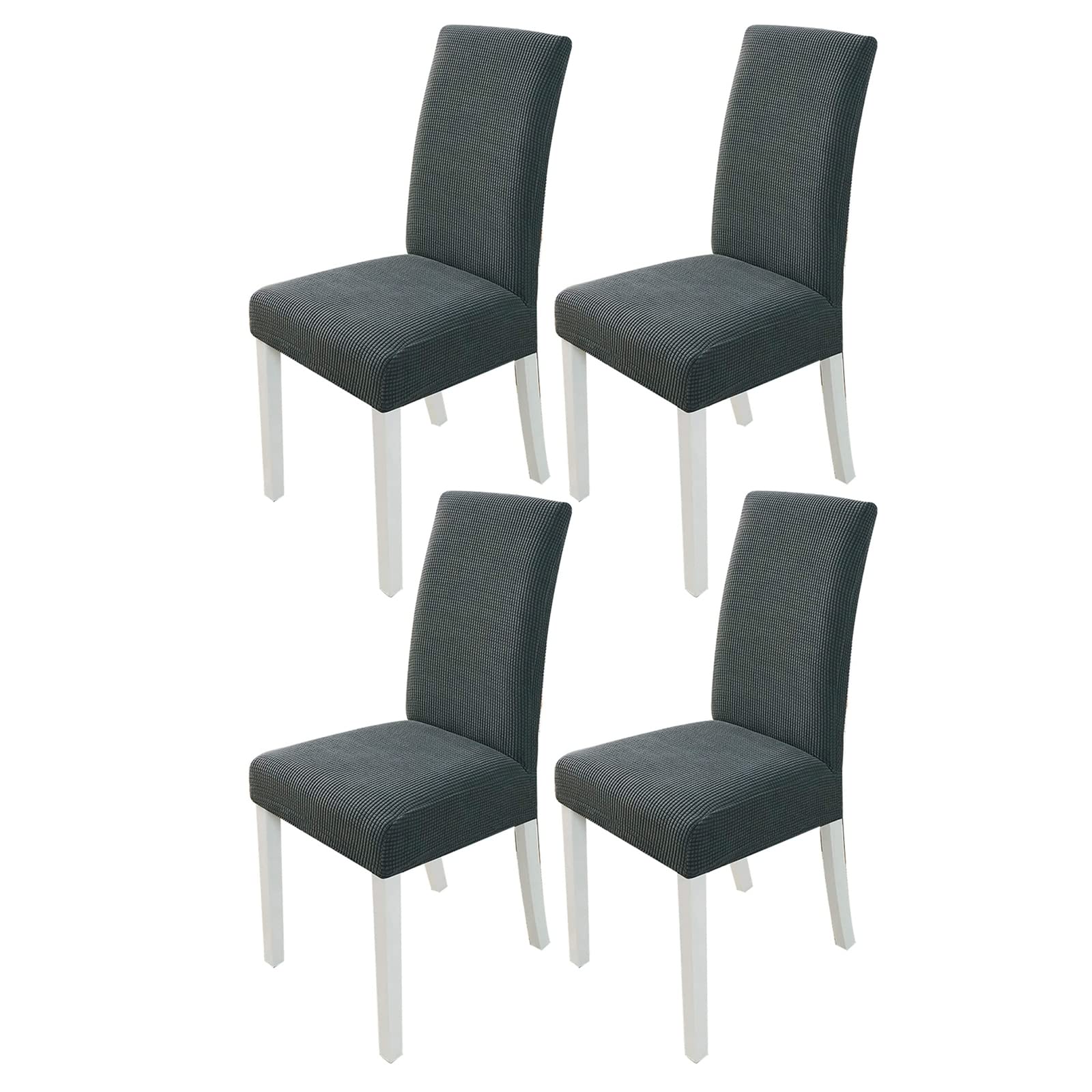 PETCUTE Chair covers stretch dining chair covers spandex chair slipcovers Dark gray Set of 4