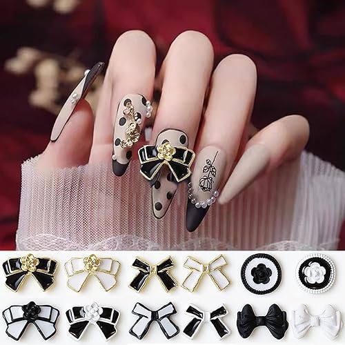 24 piezas de dijes para arte de uñas con nudo de lazo fragancia pequeña francesa 3D adornos de flores esmeriladas aleación de metal diamantes de